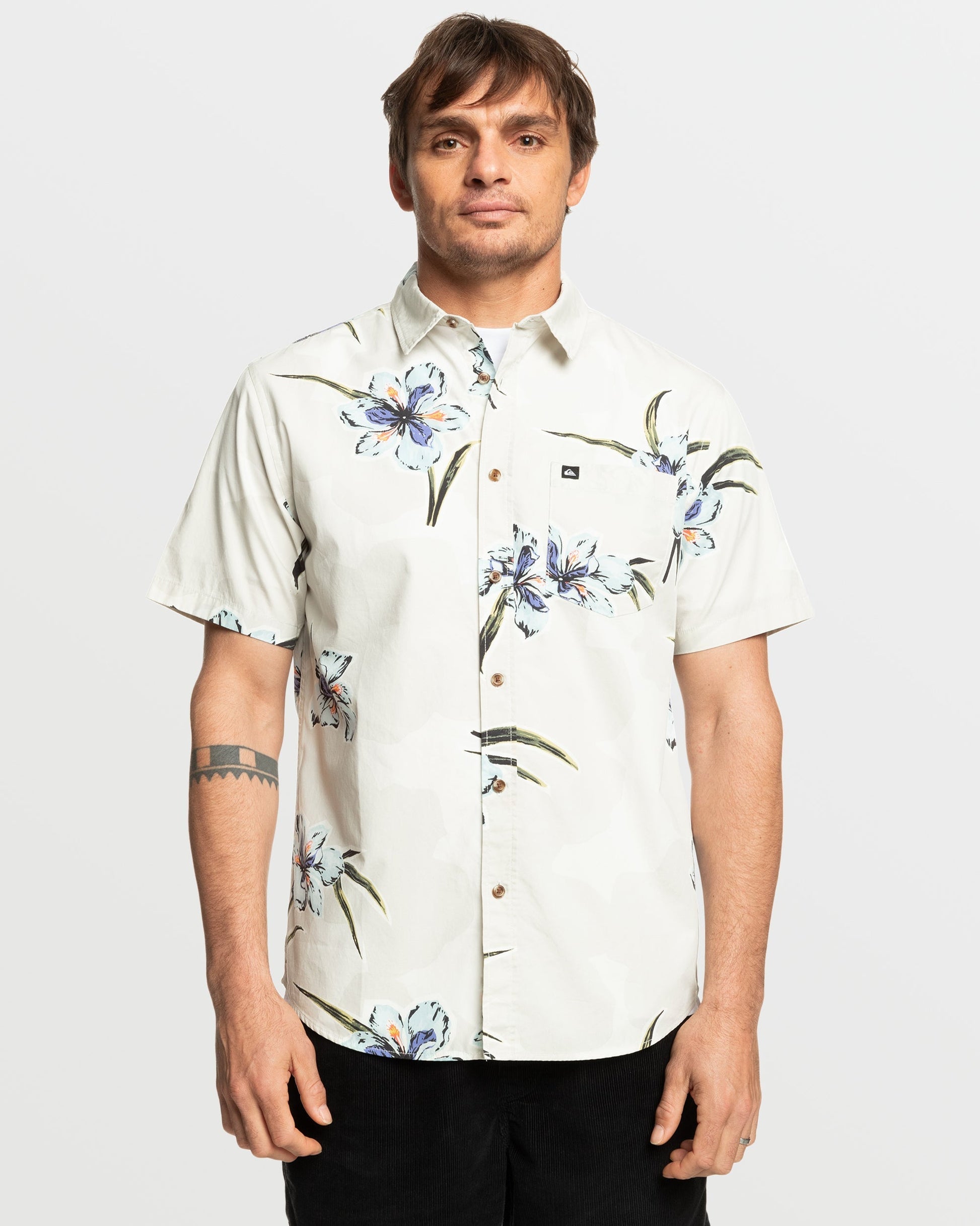 Apero Organic Classics Short Sleeve Shirt - Silver Birch Print Silver Birch Print Quick Silver