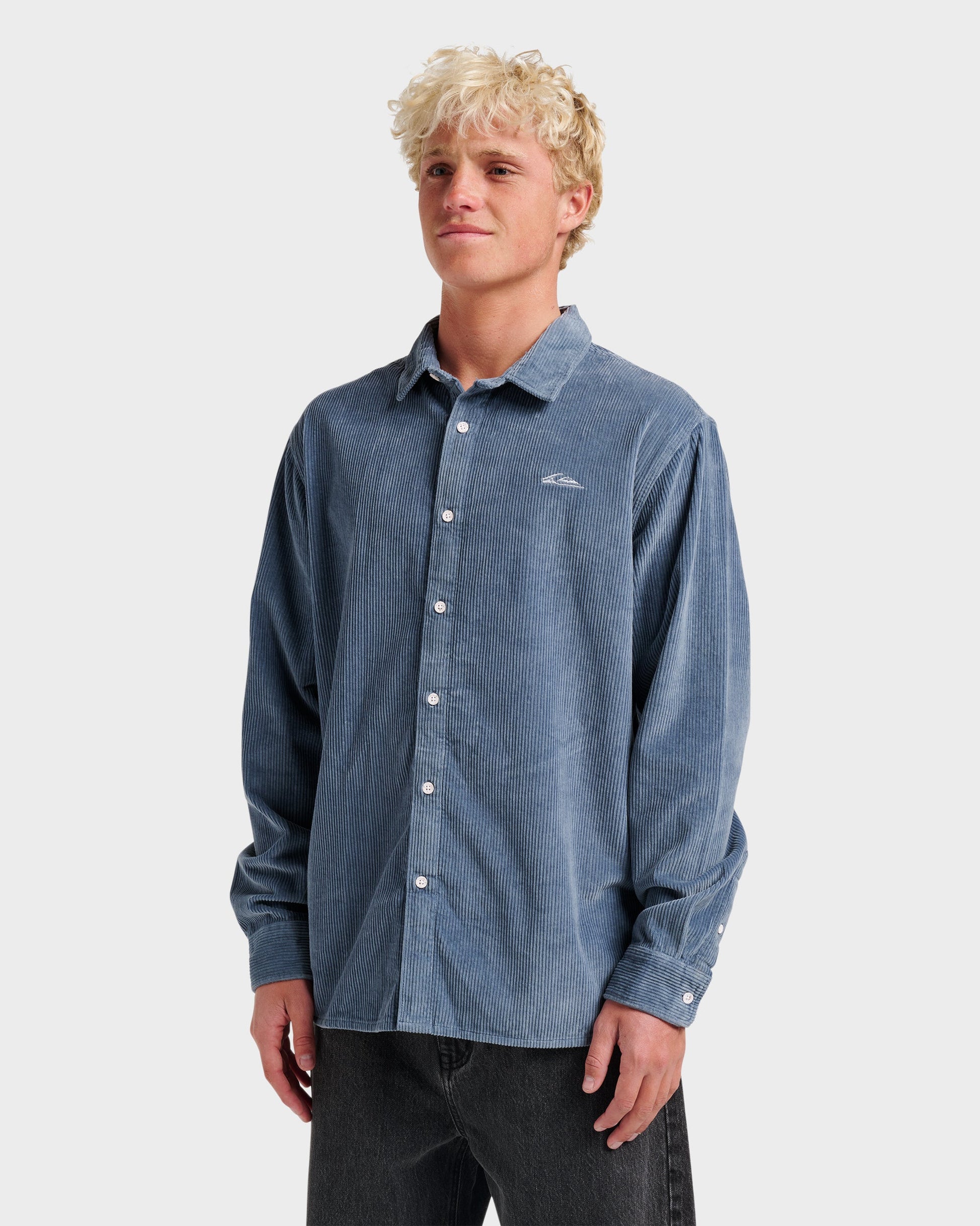 Cord Long Sleeve Shirt - China Blue China Blue Quick Silver