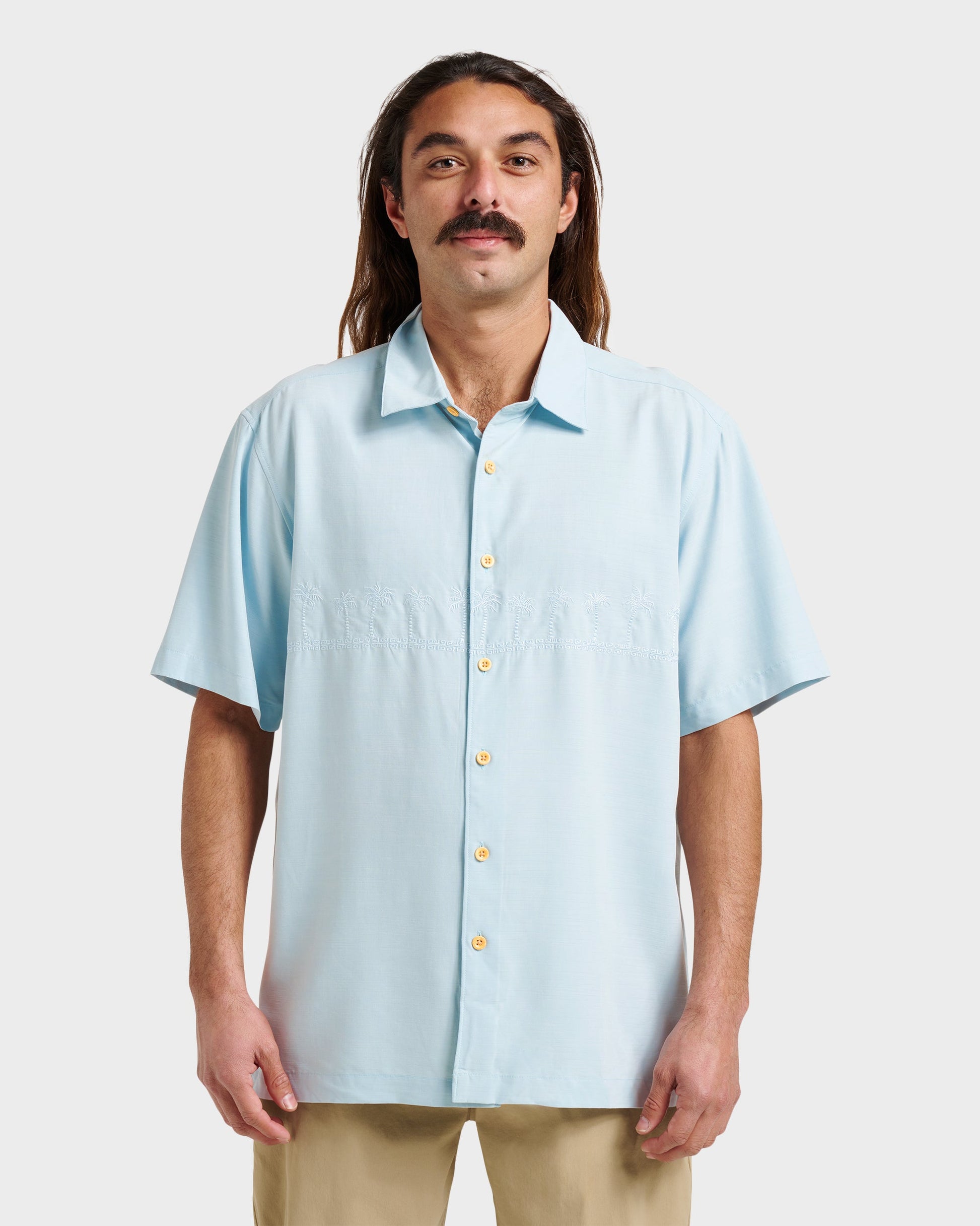 Waterman Tahiti Palms Premium Anti-Wrinkle Shirt - Sterling Blue Sterling Blue Quick Silver