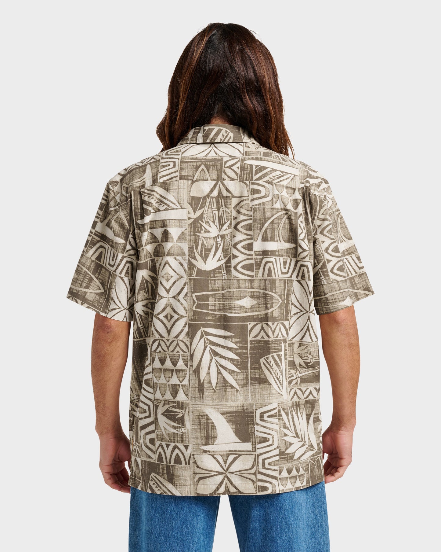 Waterman Talk Story Short Sleeve Shirt - Moonbeam Moonbeam Quick Silver