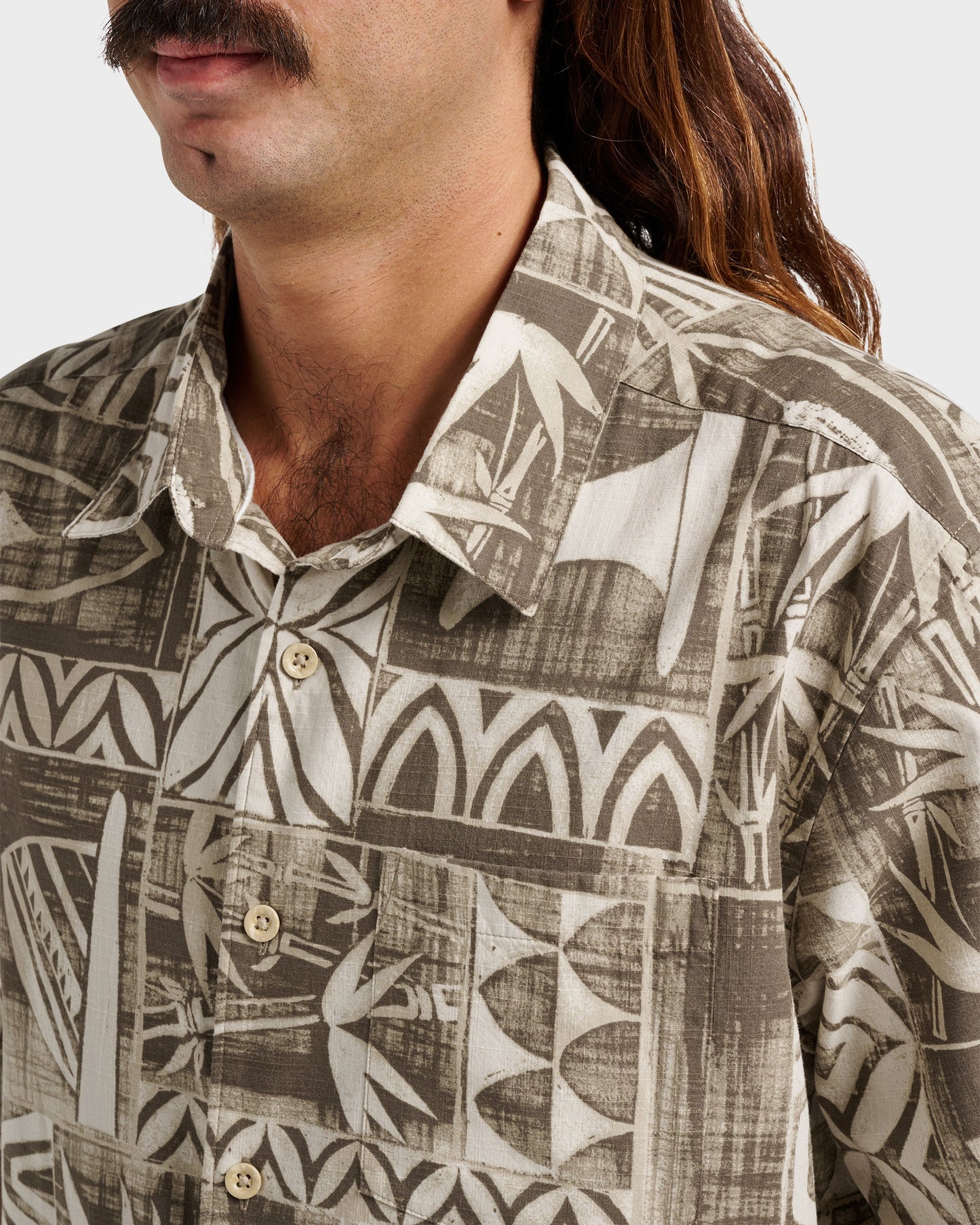 Waterman Talk Story Short Sleeve Shirt - Moonbeam Moonbeam Quick Silver