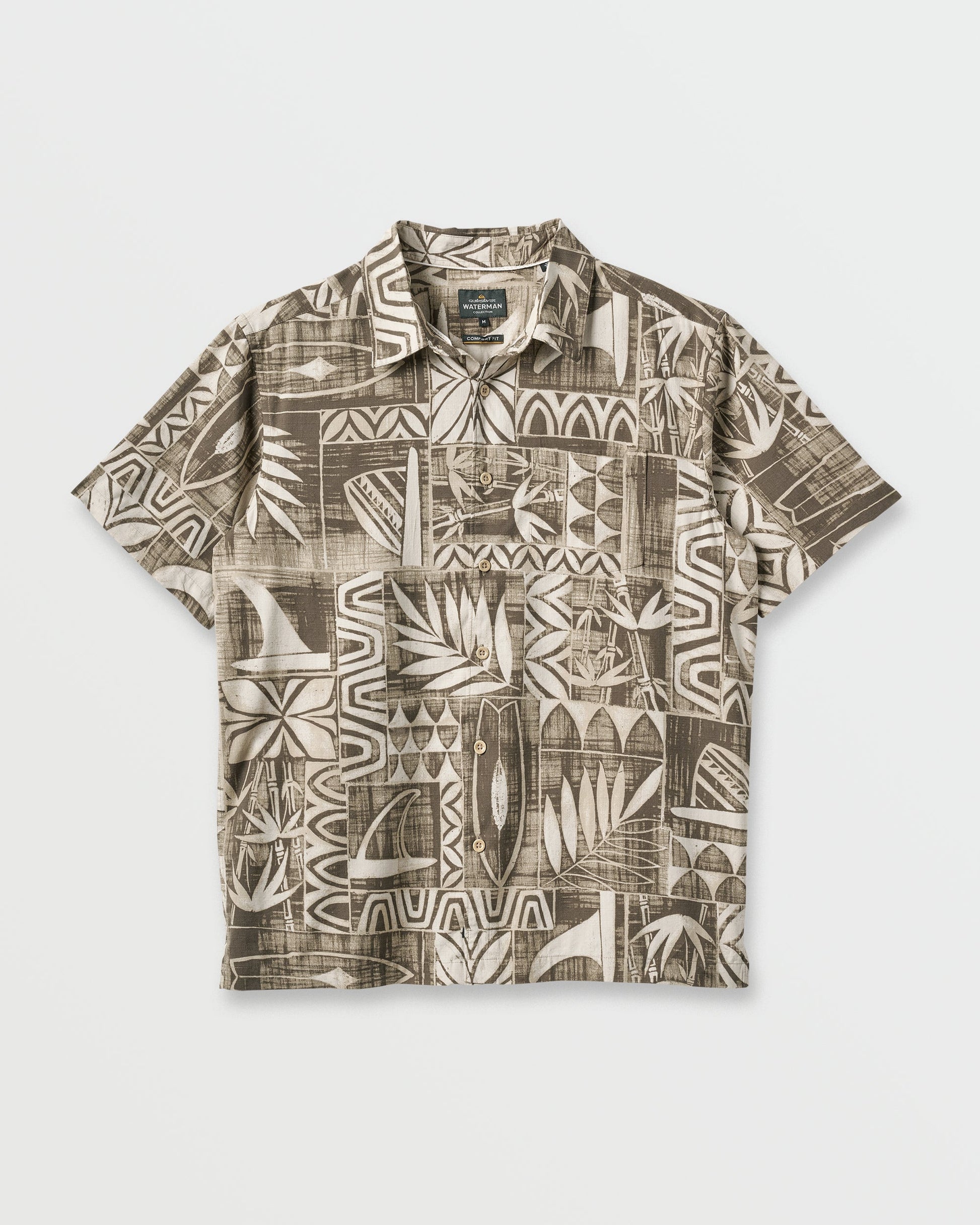 Waterman Talk Story Short Sleeve Shirt - Moonbeam Moonbeam Quick Silver
