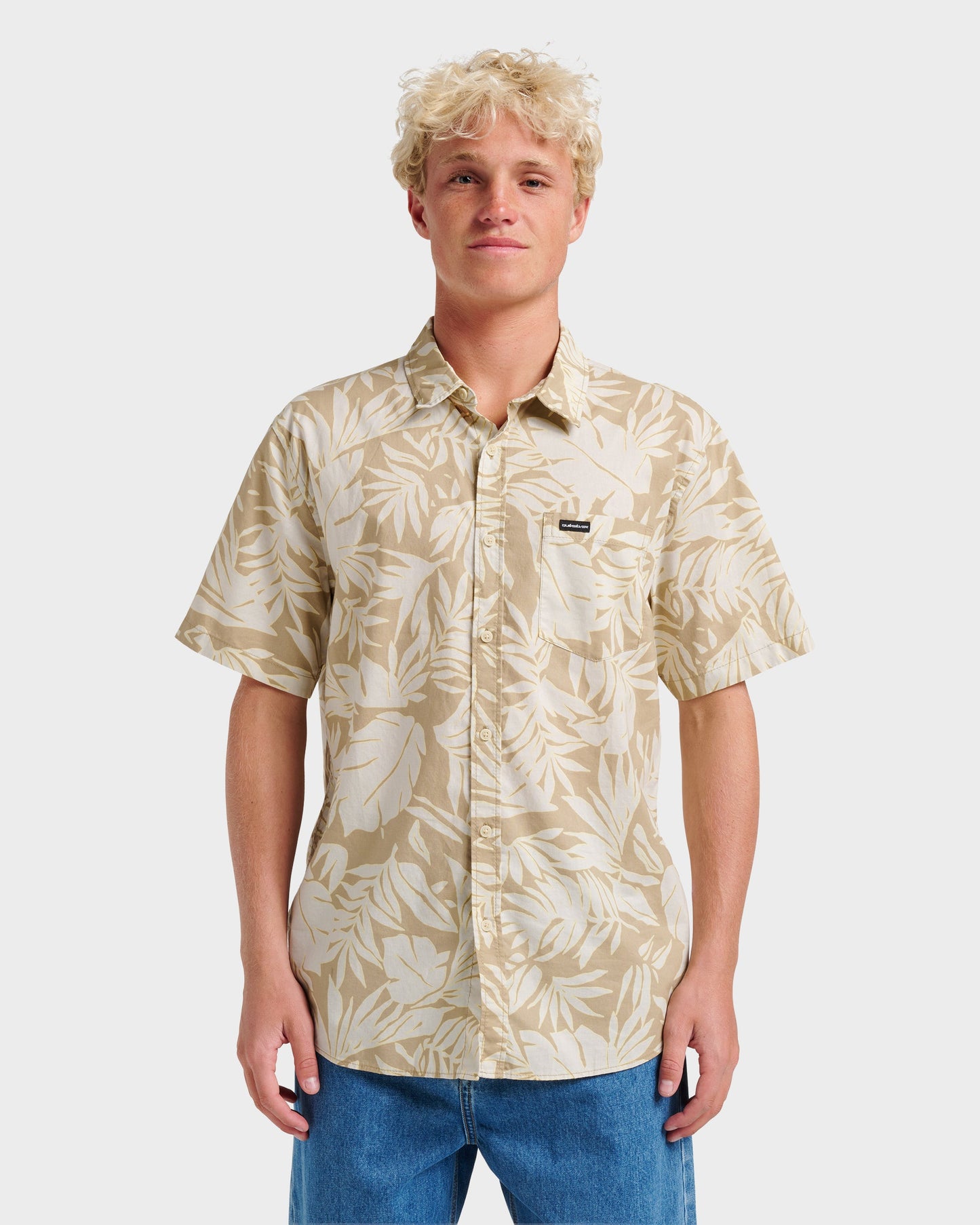 Palm Trip Classic Short Sleeve Shirt - Twill Twill Quick Silver
