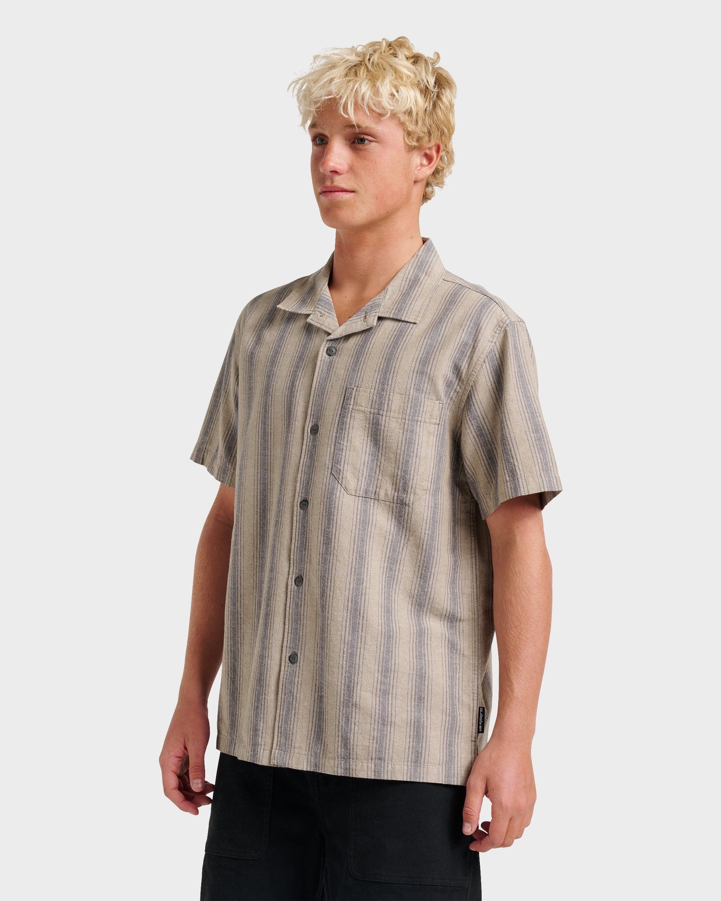 Oxford Stripe Casual Short Sleeve Shirt - Fallen Rock Fallen Rock Quick Silver