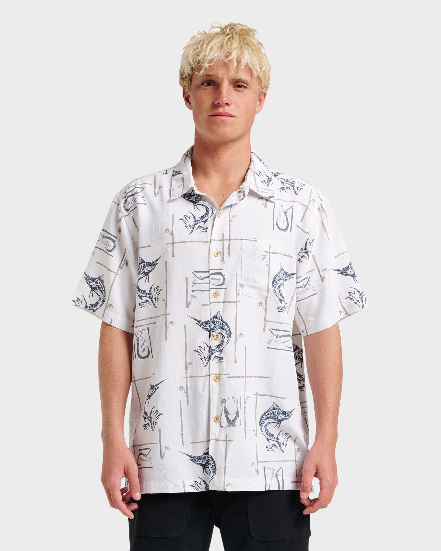 Waterman Big Day Short Sleeve Shirt - White White Quick Silver