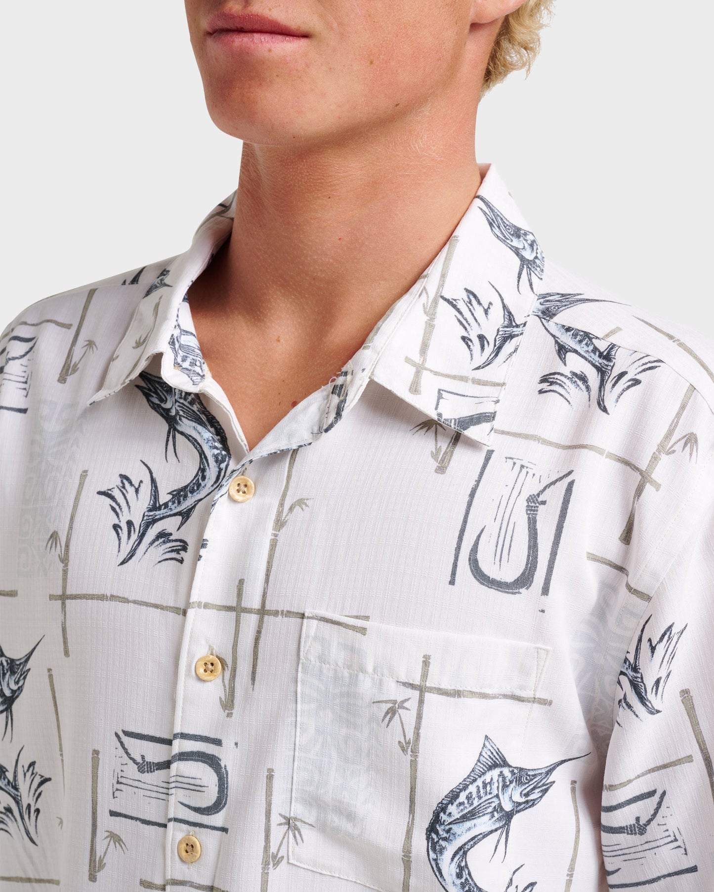 Waterman Big Day Short Sleeve Shirt - White White Quick Silver