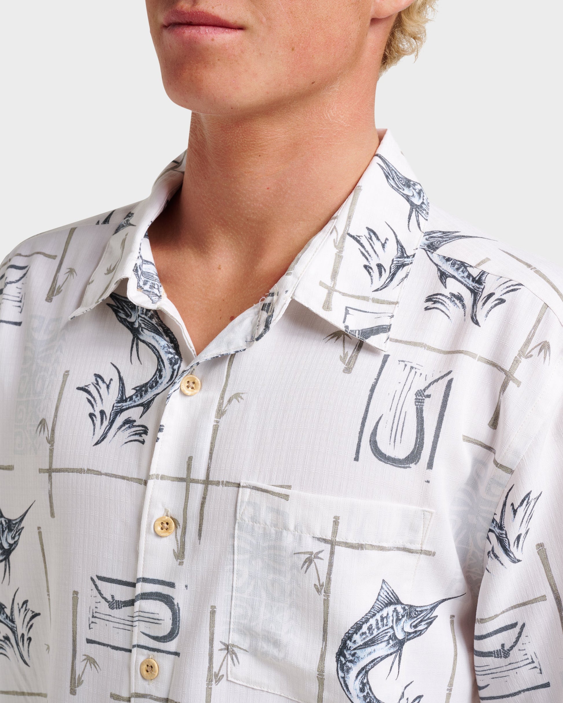 Waterman Big Day Short Sleeve Shirt - White White Quick Silver