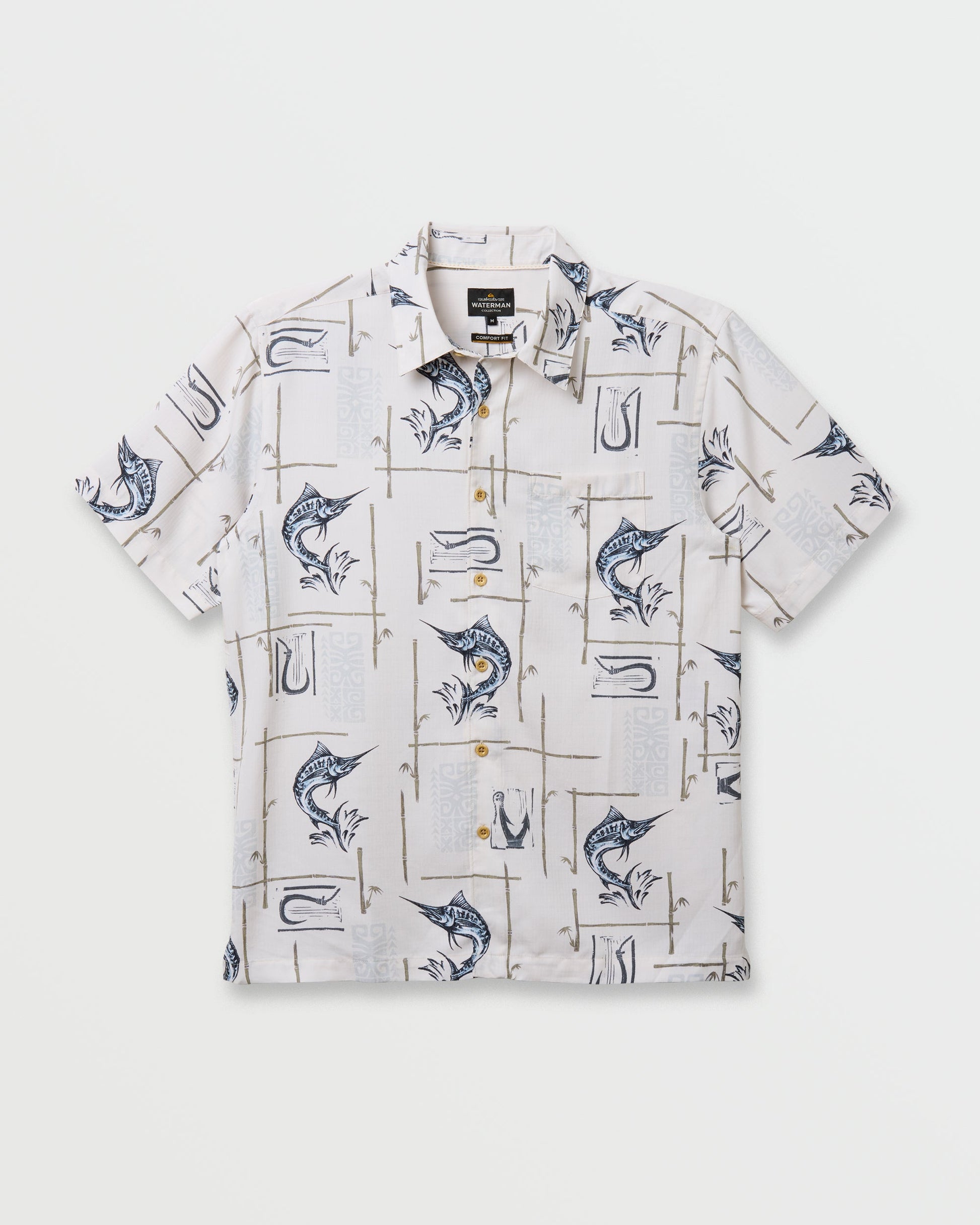 Waterman Big Day Short Sleeve Shirt - White White Quick Silver