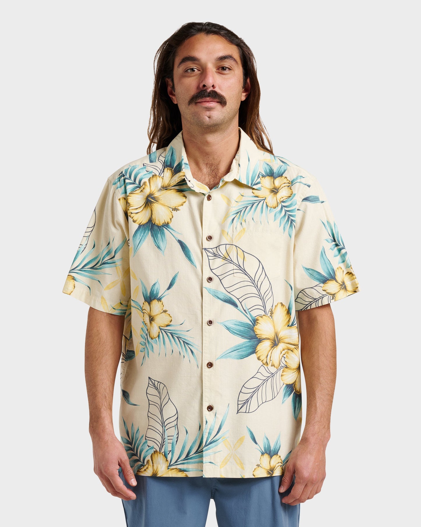 Waterman Playita Floral Shirt - Hay Hay Quick Silver