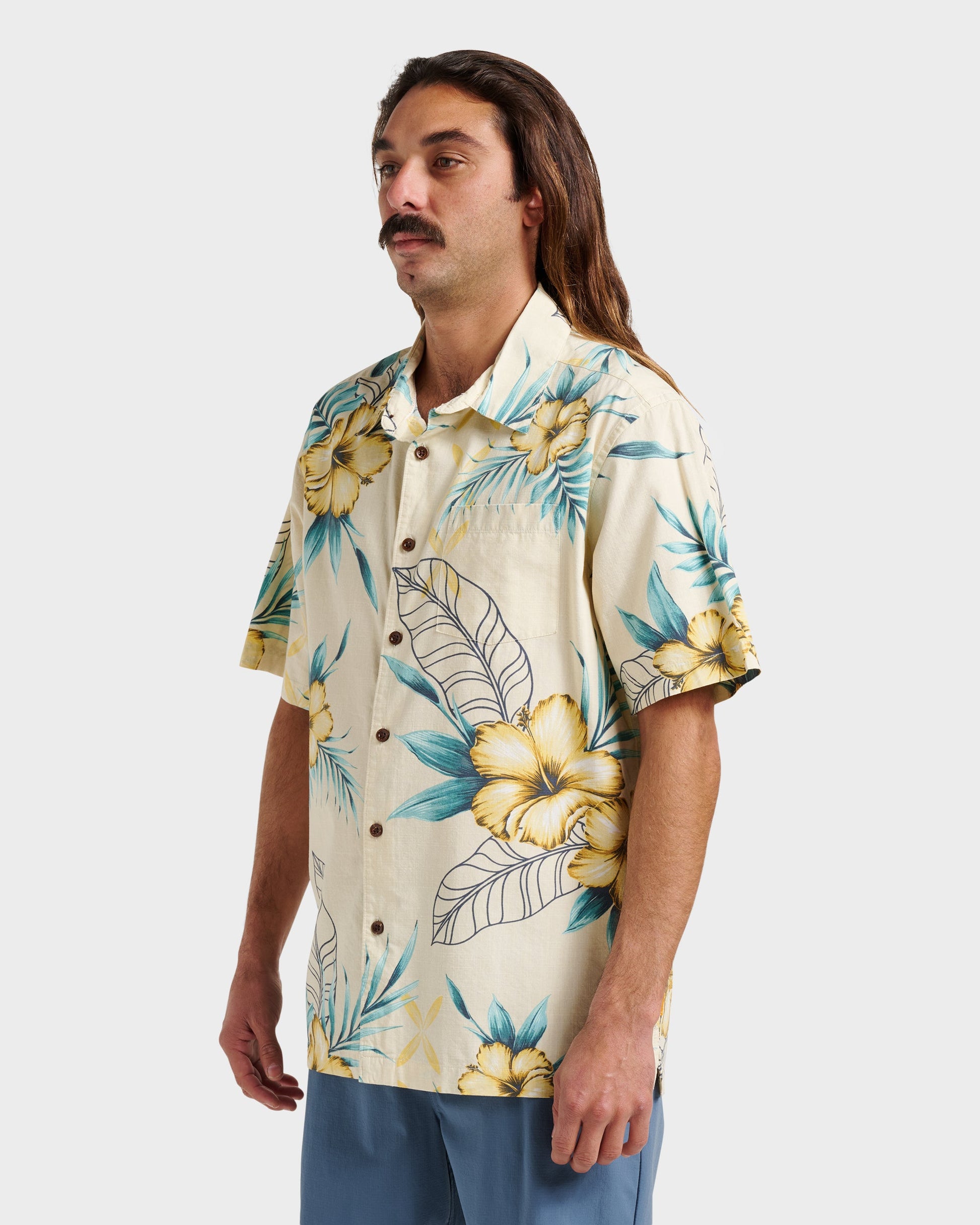 Waterman Playita Floral Shirt - Hay Hay Quick Silver