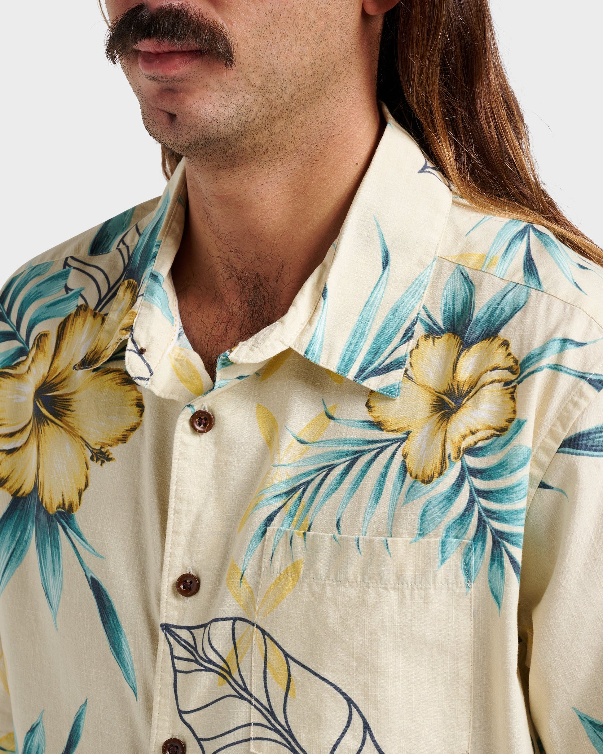 Waterman Playita Floral Shirt - Hay Hay Quick Silver