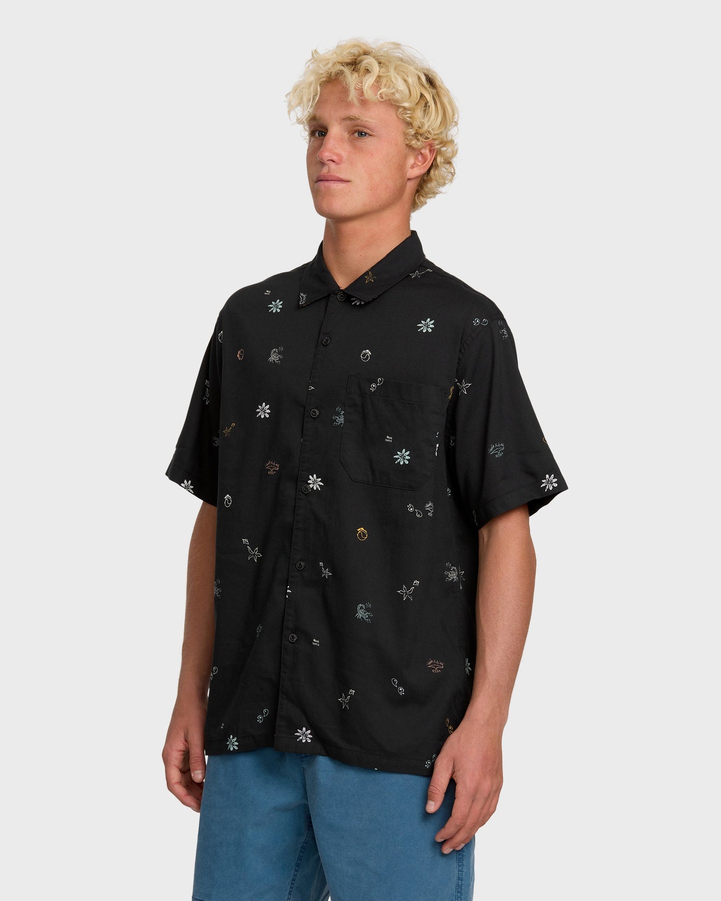 Beach Club Classic Short Sleeve Shirt - Black Black Quick Silver