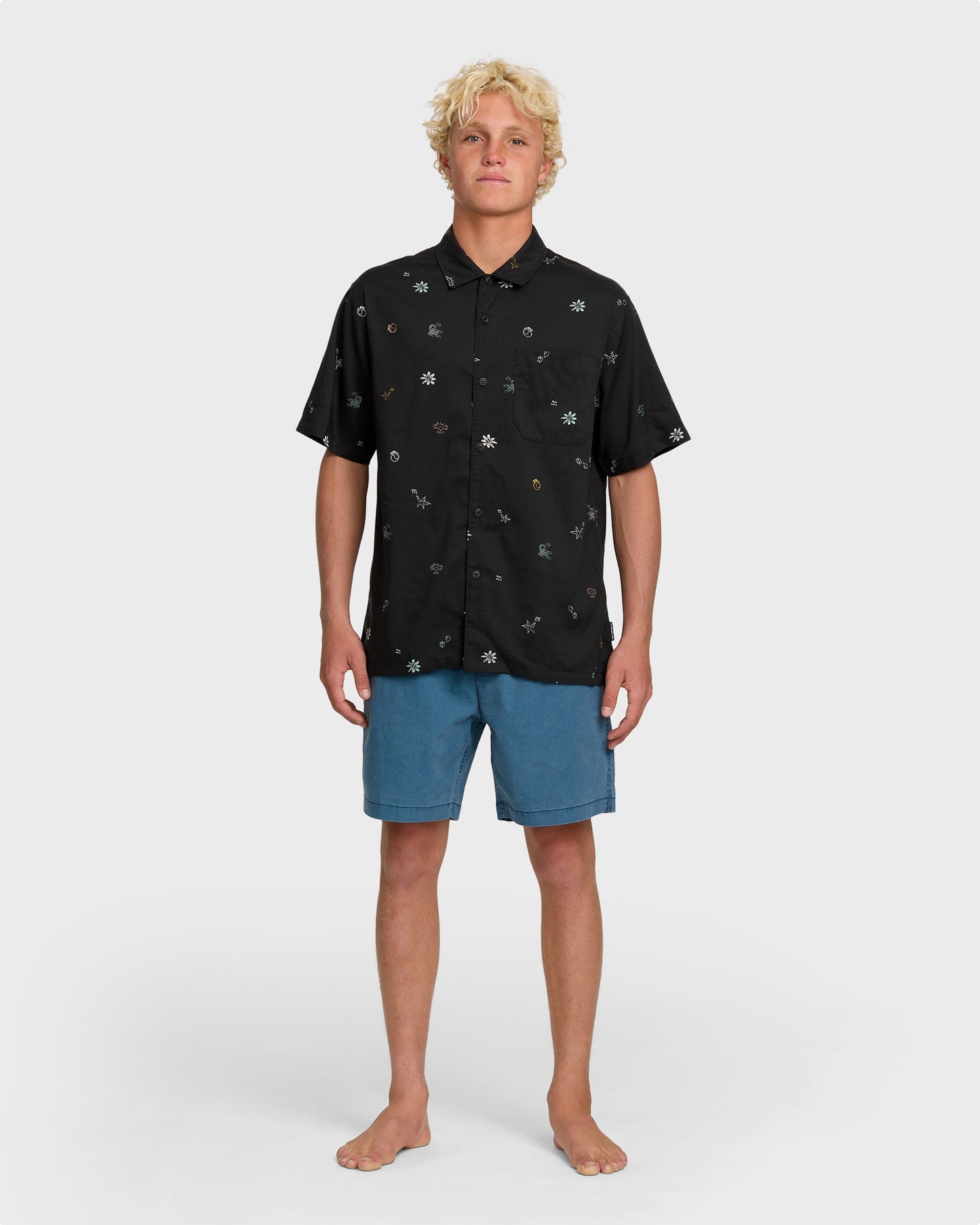 Beach Club Classic Short Sleeve Shirt - Black Black Quick Silver