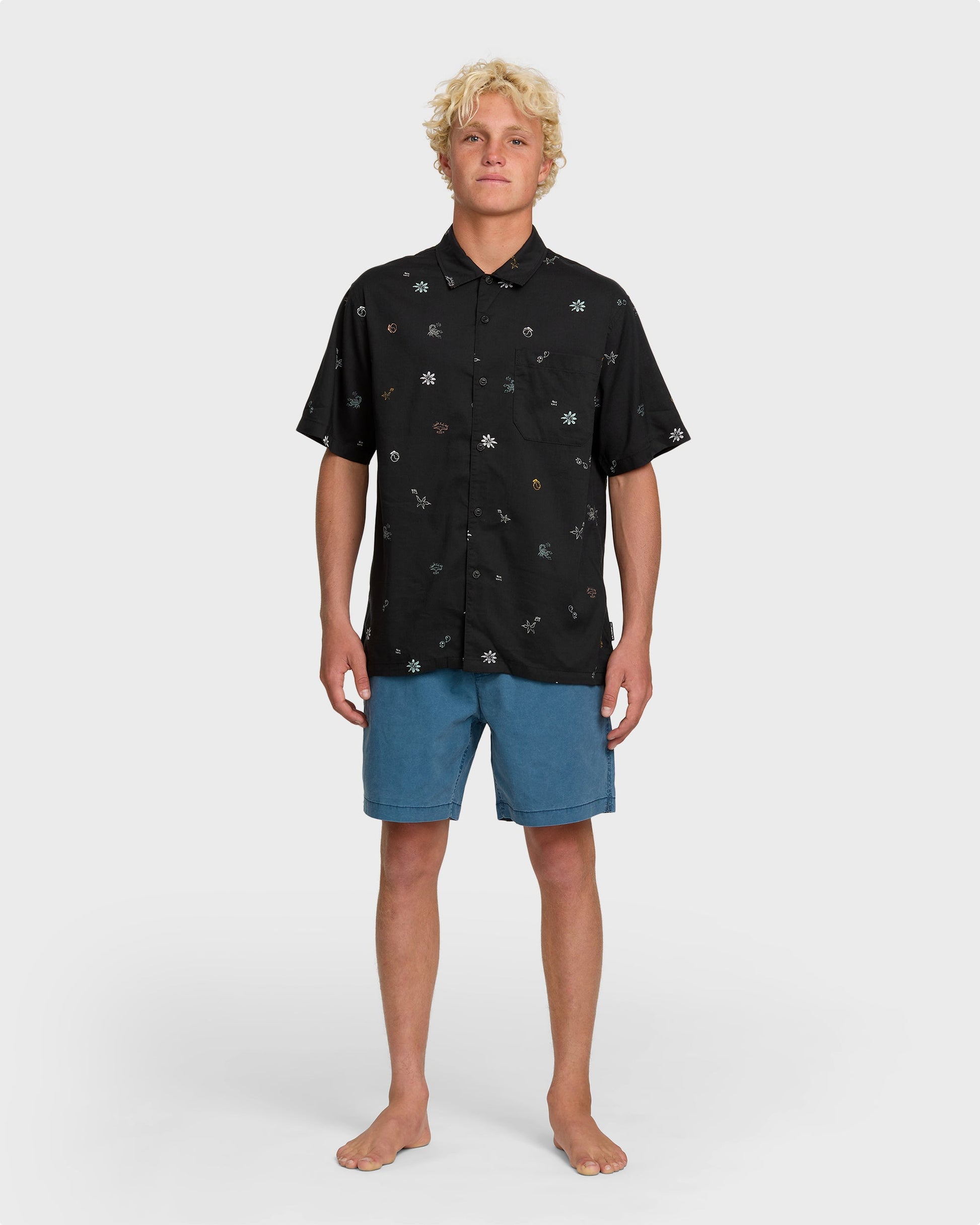 Beach Club Classic Short Sleeve Shirt - Black Black Quick Silver