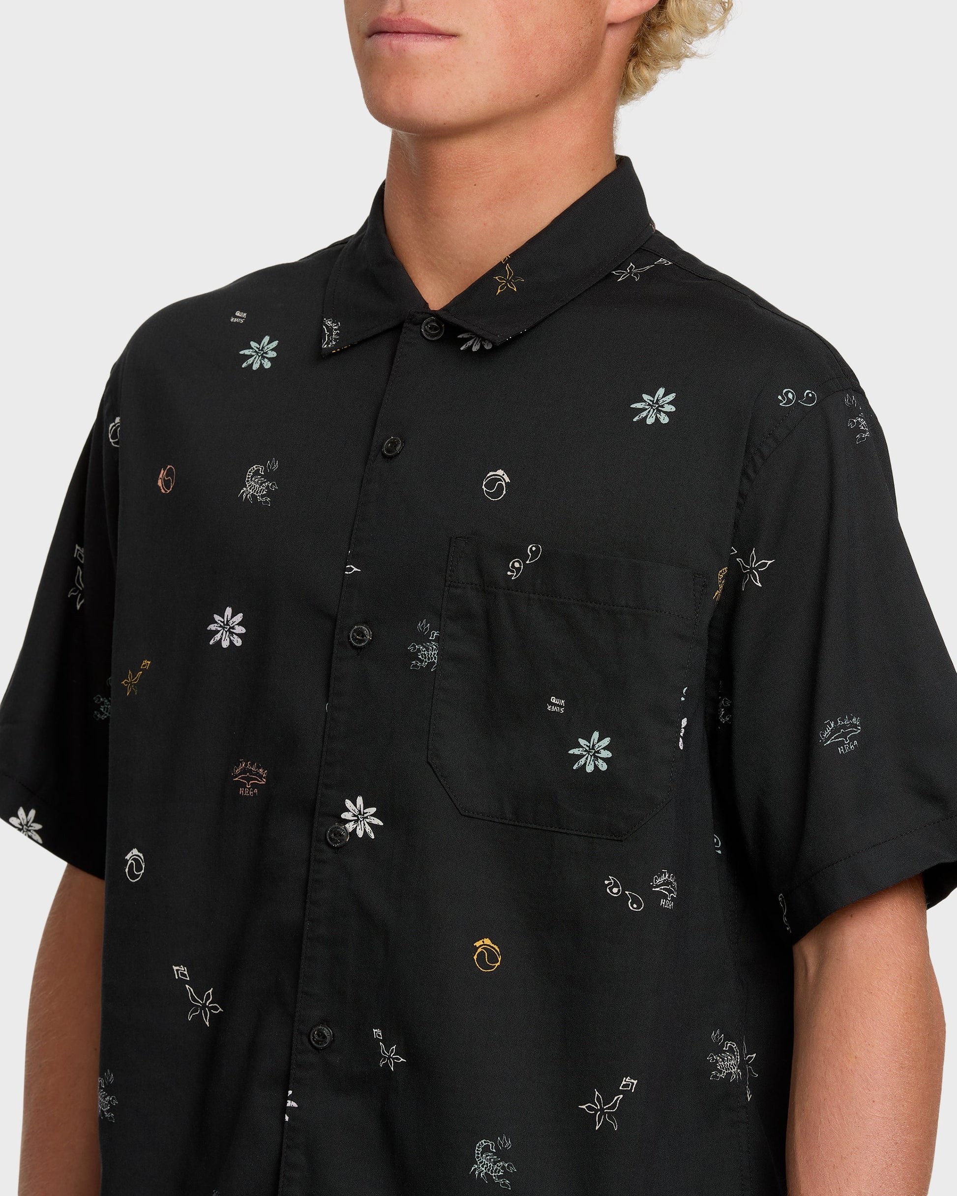 Beach Club Classic Short Sleeve Shirt - Black Black Quick Silver
