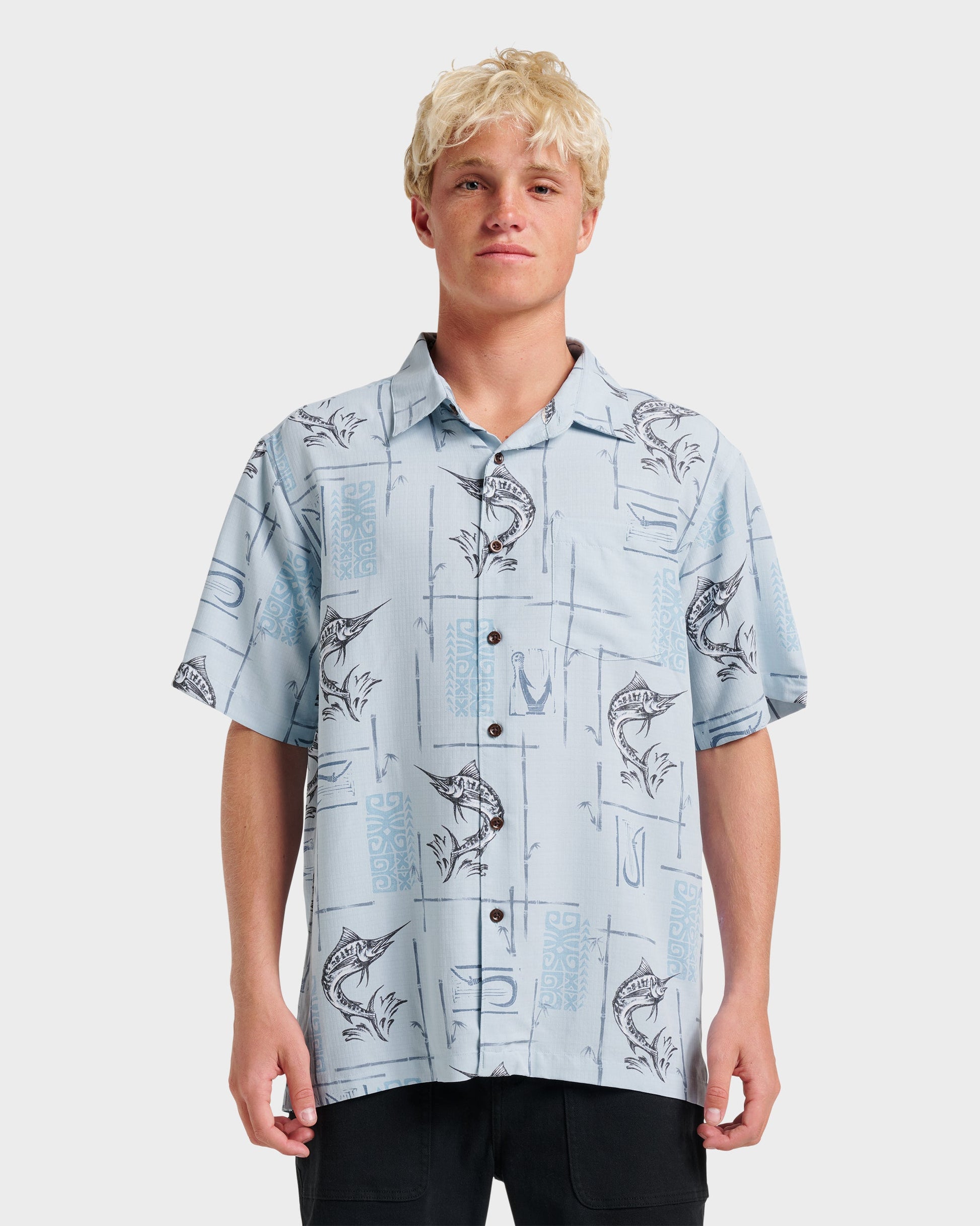 Waterman Big Day Short Sleeve Shirt - Ashley Blue Ashley Blue Quick Silver