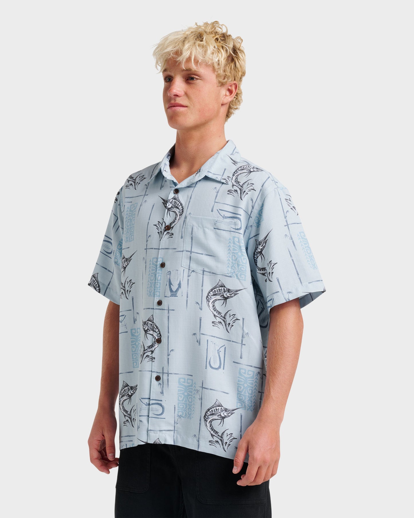 Waterman Big Day Short Sleeve Shirt - Ashley Blue Ashley Blue Quick Silver