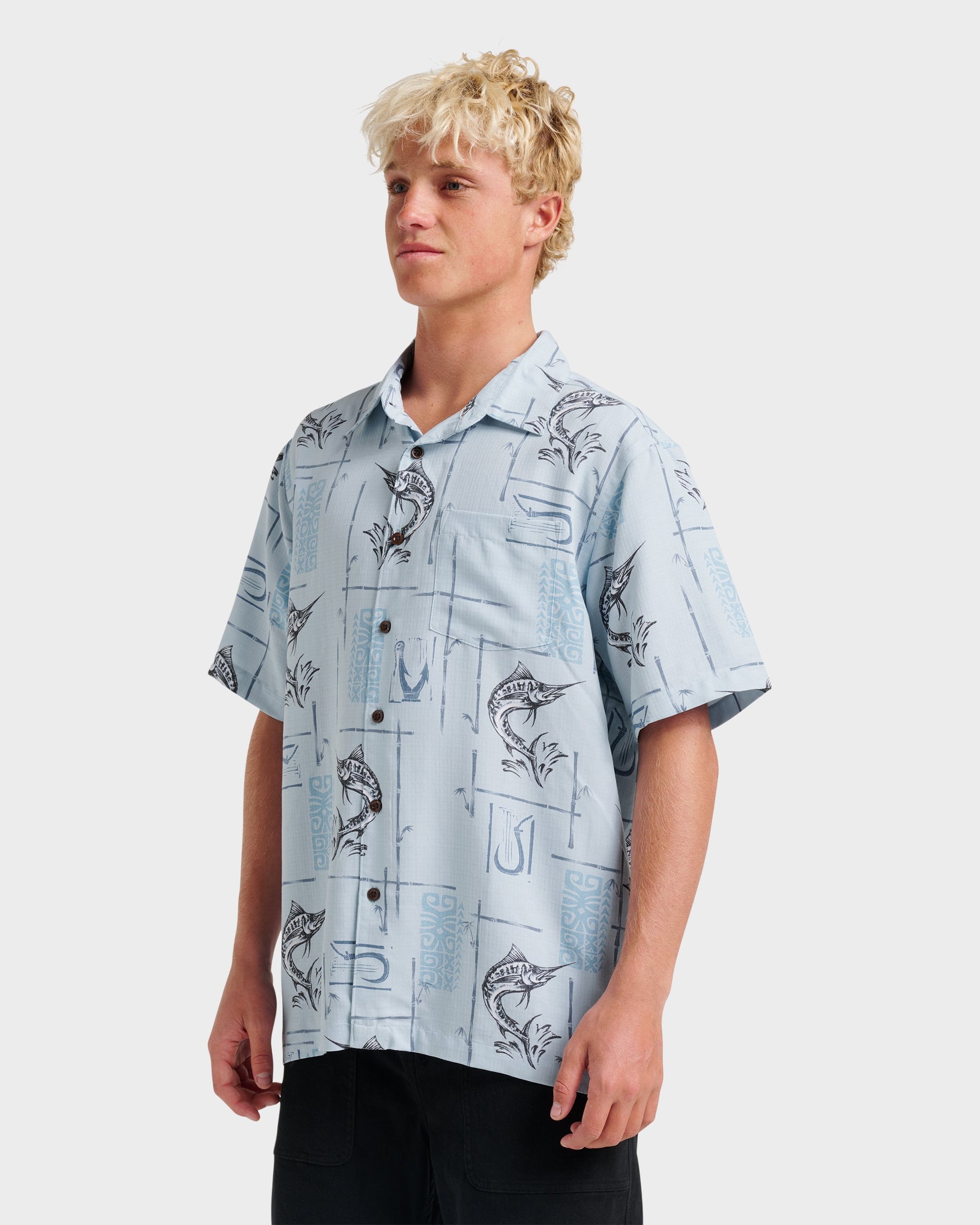 Waterman Big Day Short Sleeve Shirt - Ashley Blue Ashley Blue Quick Silver
