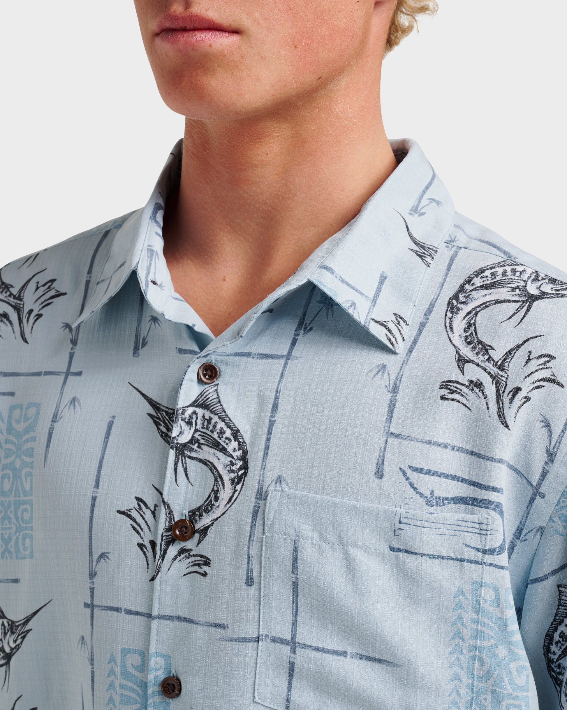 Waterman Big Day Short Sleeve Shirt - Ashley Blue Ashley Blue Quick Silver