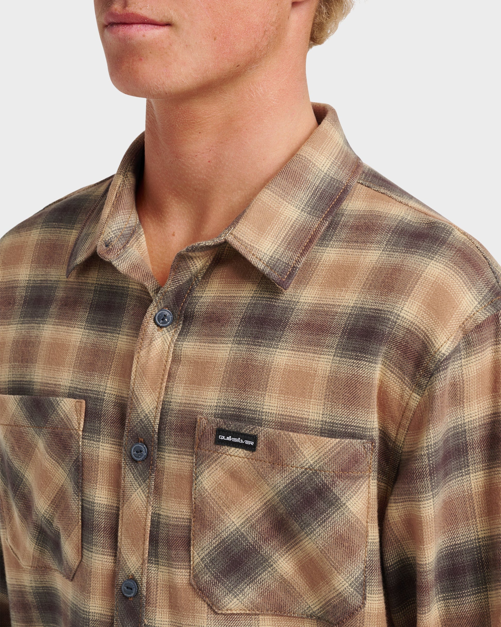 Terrace Stretch Flannel Shirt - Almond Almond Quick Silver