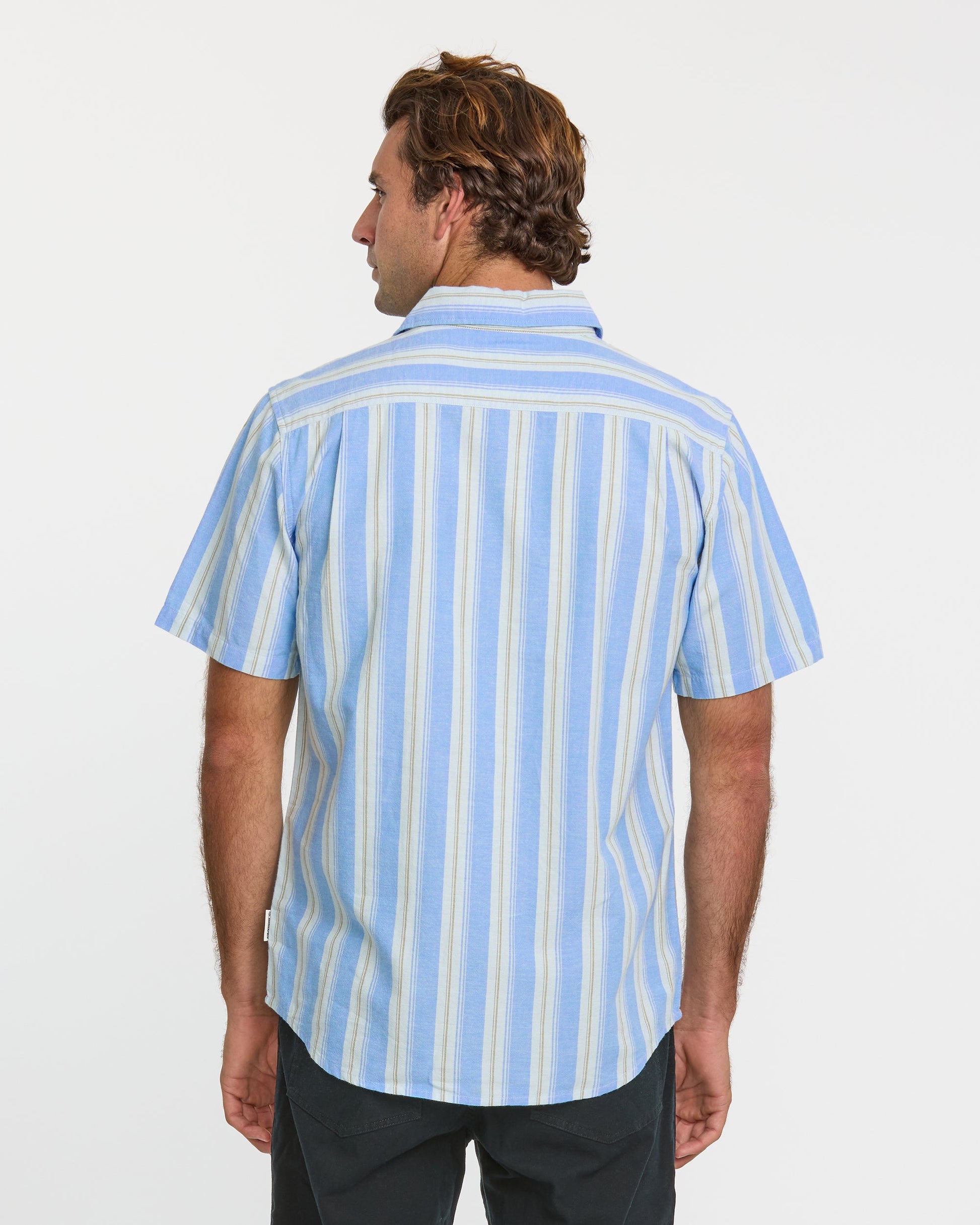 Oxford Stripe Classic Short Sleeve Shirt - Azure Azure Quick Silver