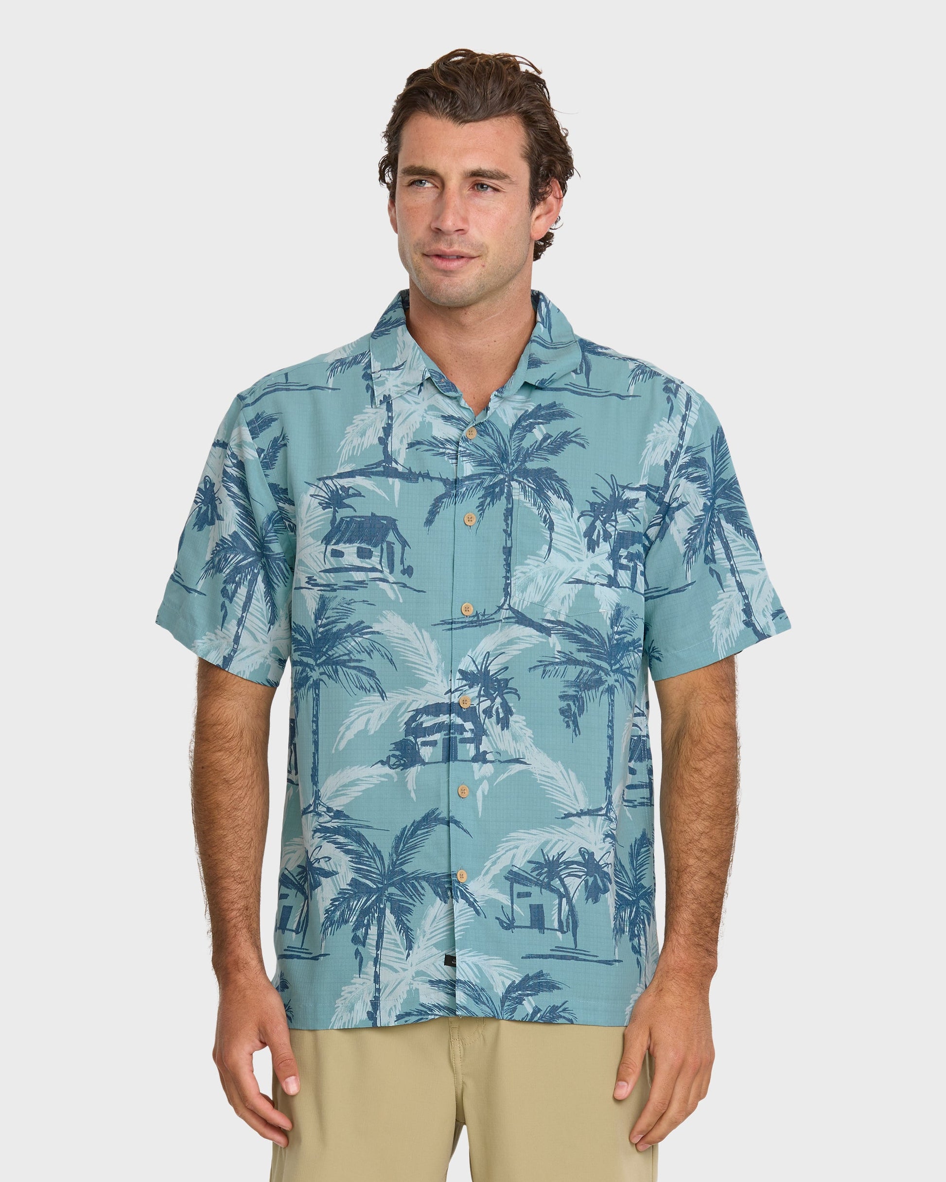 Waterman Off The Grid Shirt - Aqua Aqua Quick Silver