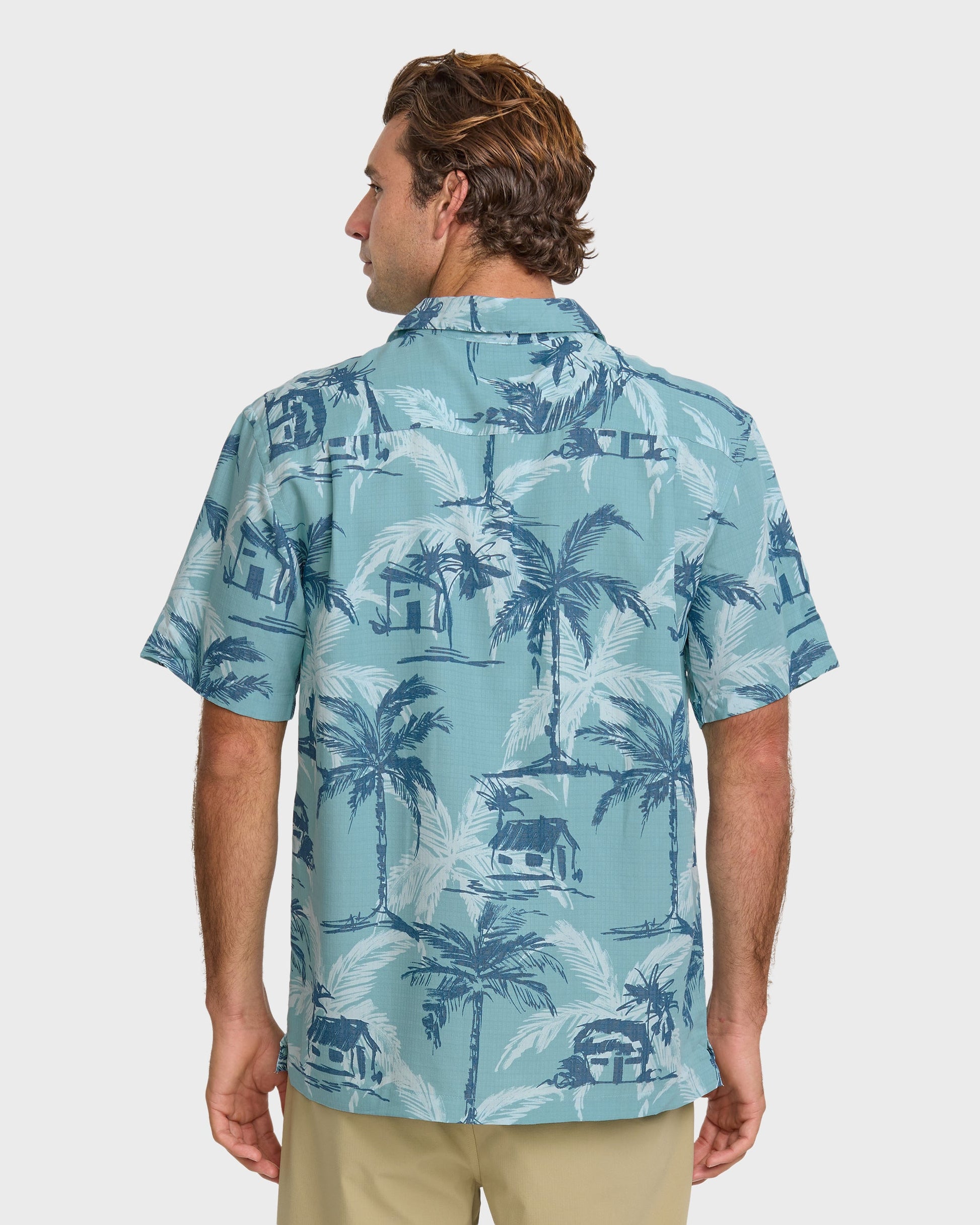 Waterman Off The Grid Shirt - Aqua Aqua Quick Silver