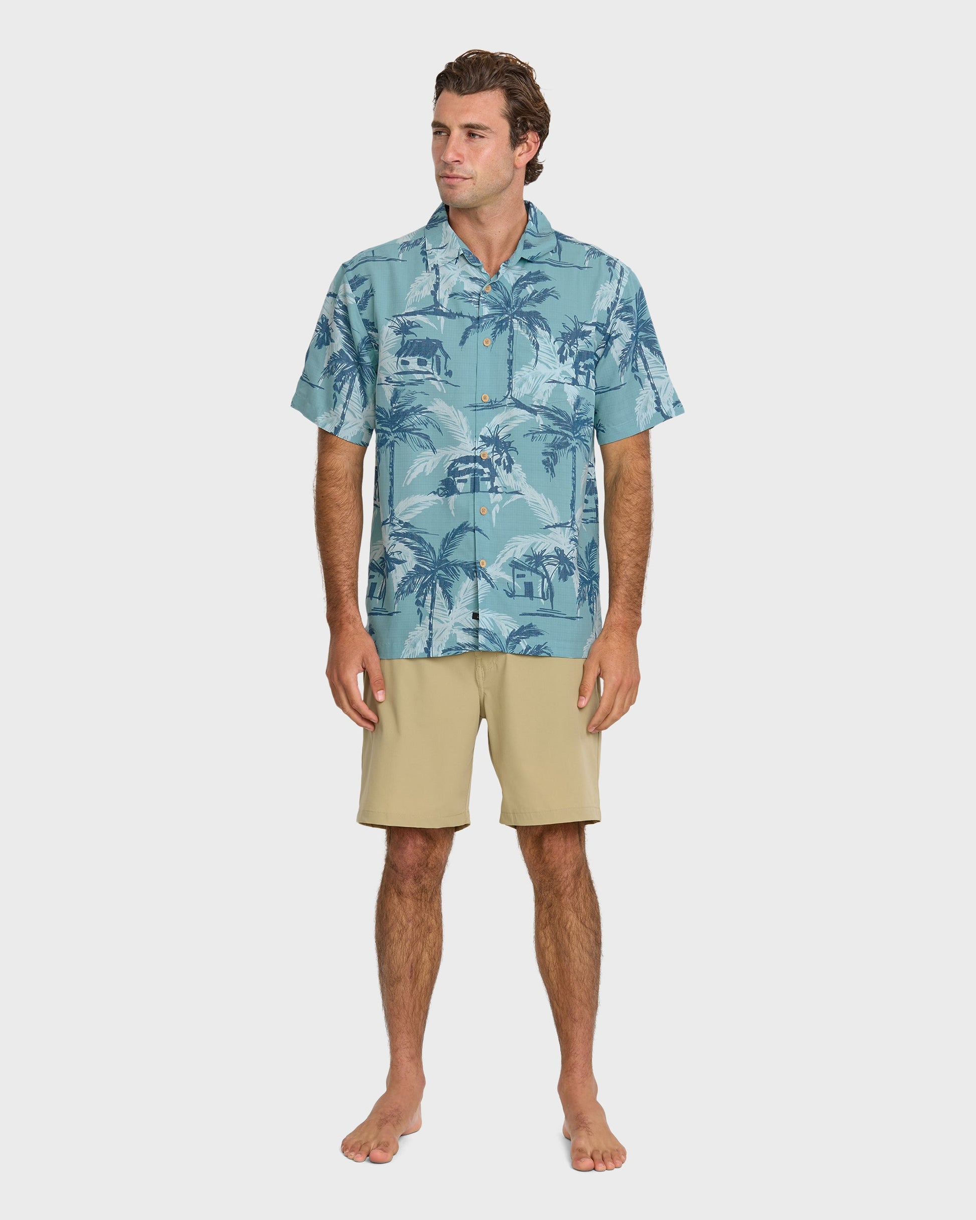 Waterman Off The Grid Shirt - Aqua Aqua Quick Silver