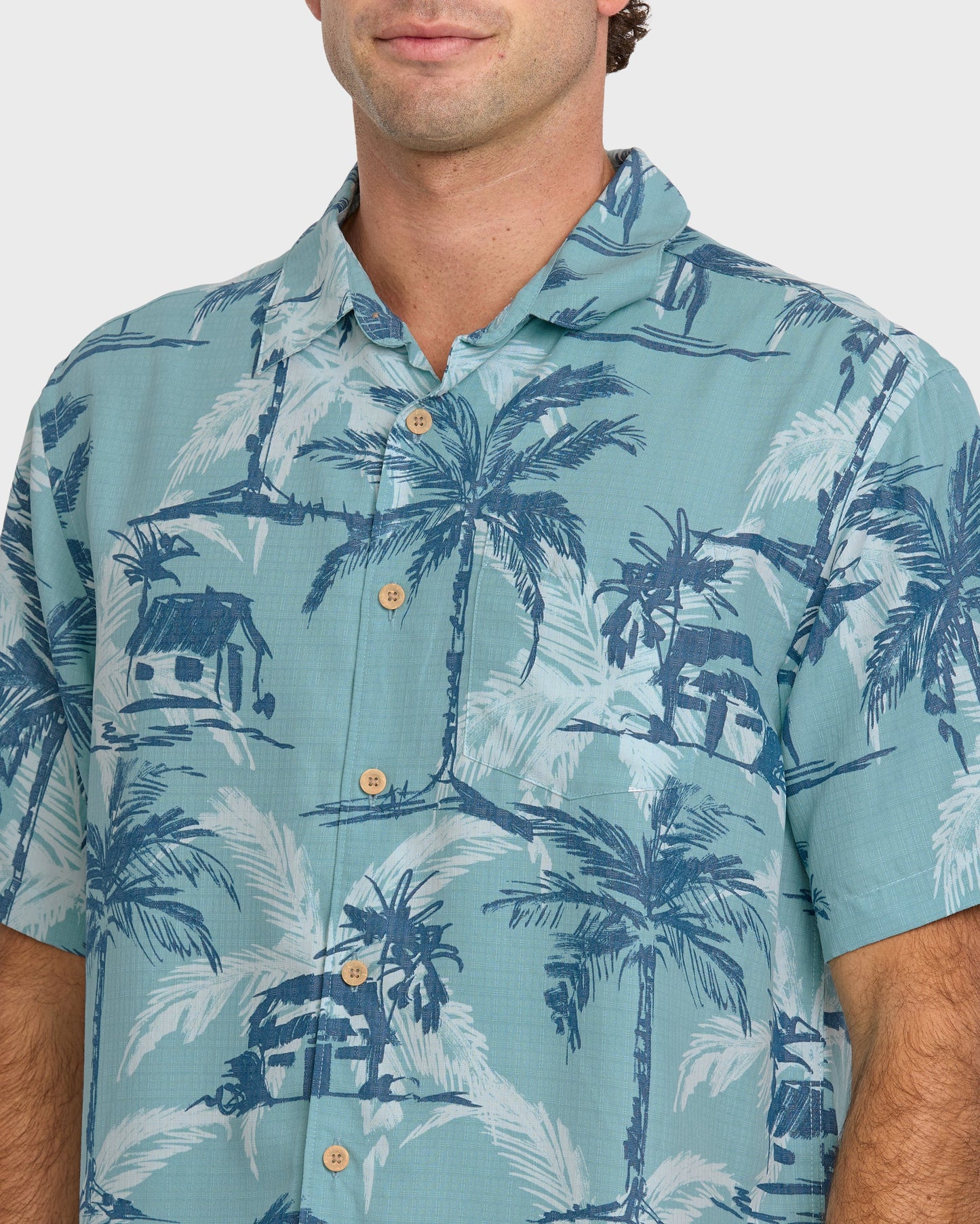 Waterman Off The Grid Shirt - Aqua Aqua Quick Silver