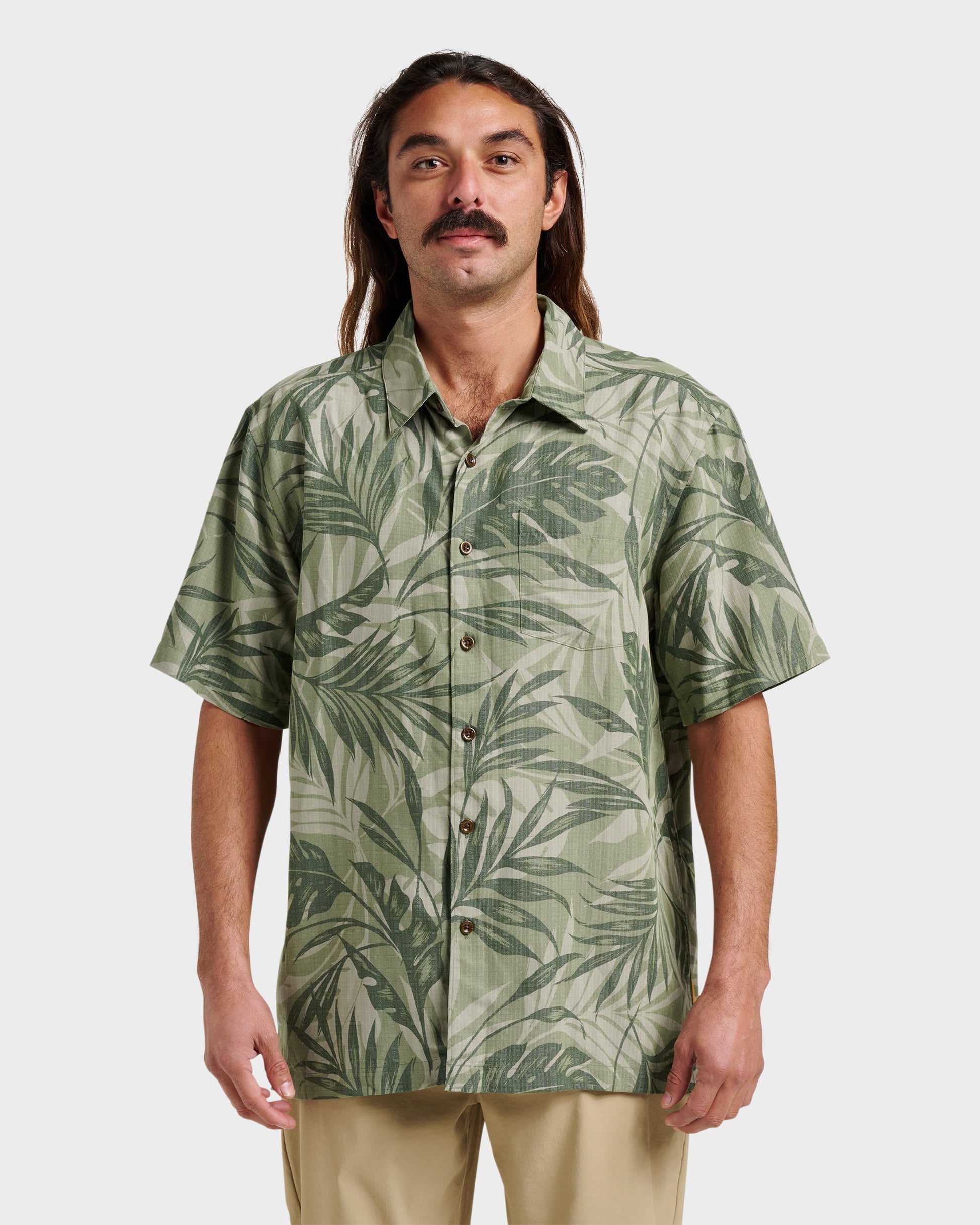 Waterman Botanical Short Sleeve Shirt - Dark Green Dark Green Quick Silver