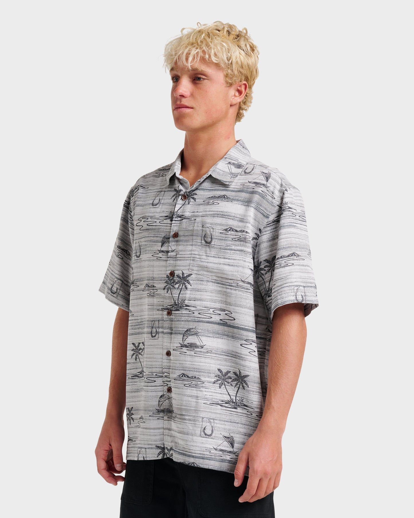 Waterman Island Daze Short Sleeve Shirt - Phantom Phantom Quick Silver