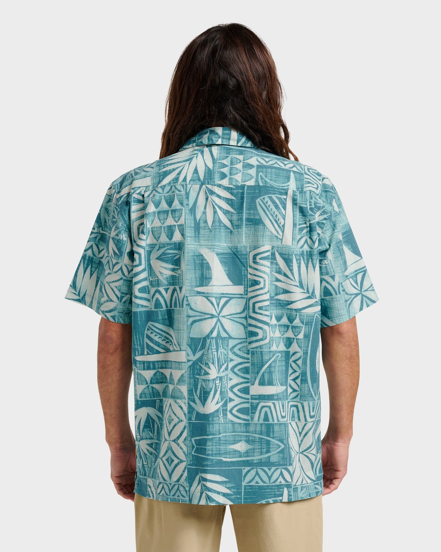 Waterman Talk Story Short Sleeve Shirt - Aqua Sea Aqua Sea Quick Silver