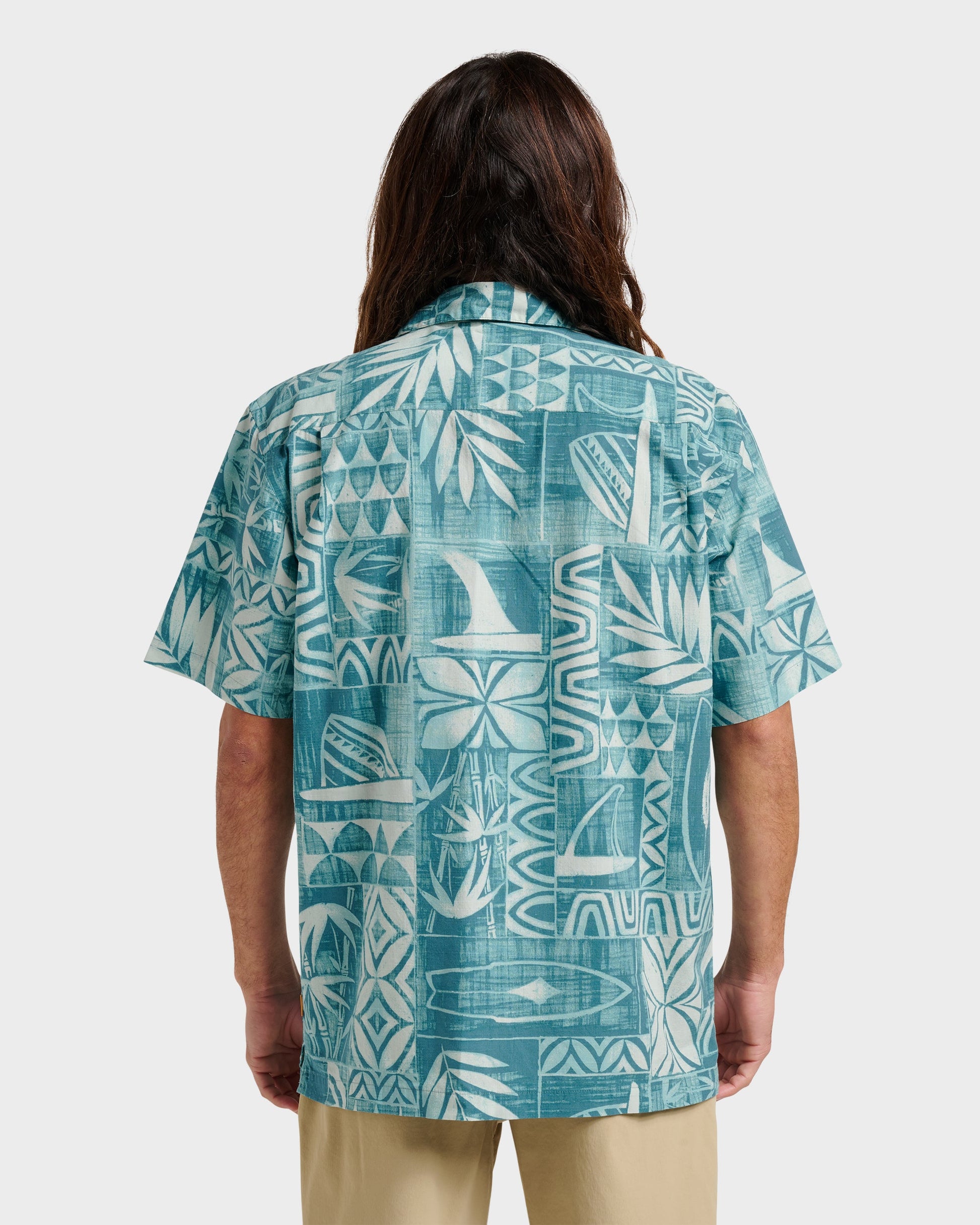 Waterman Talk Story Short Sleeve Shirt - Aqua Sea Aqua Sea Quick Silver