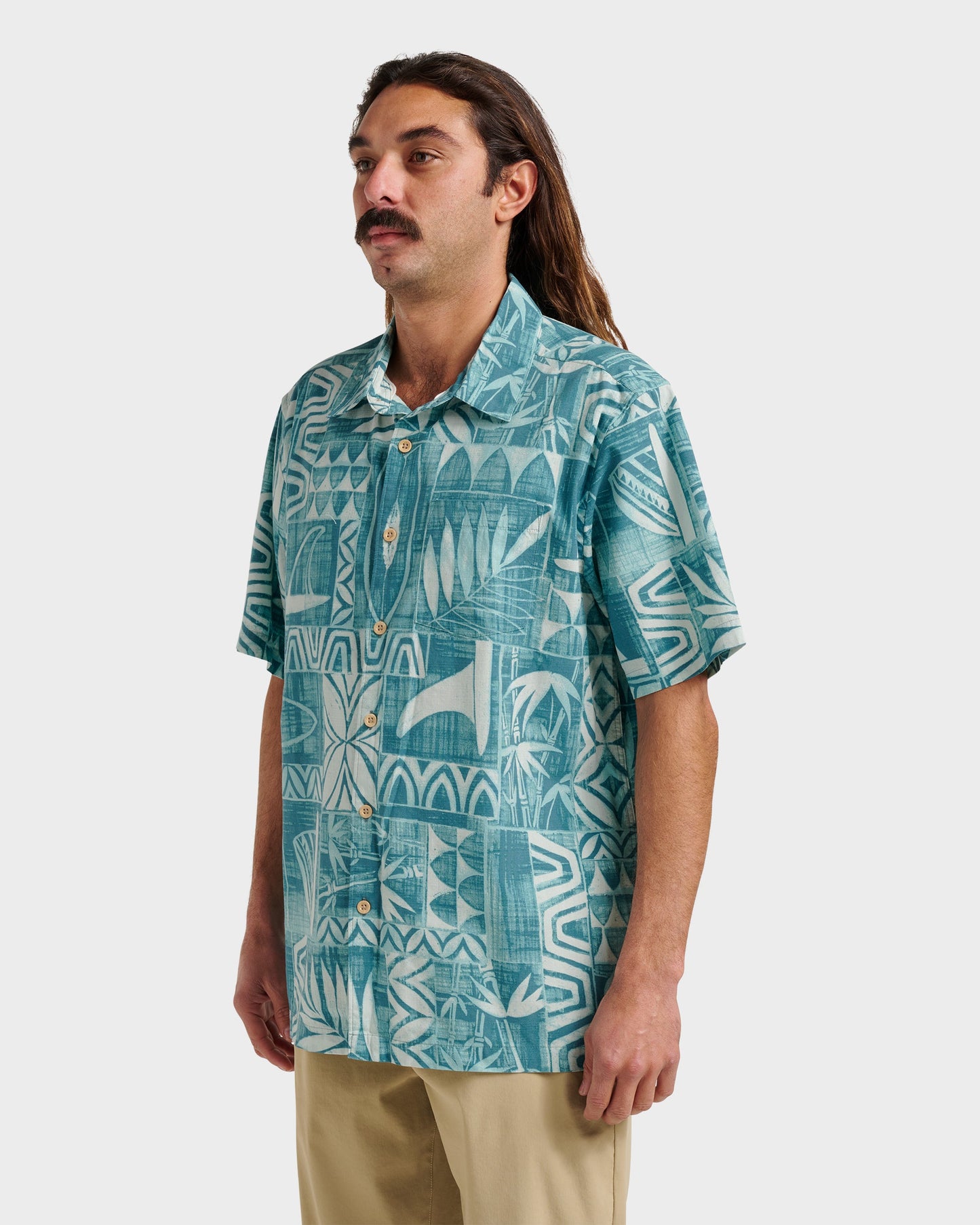 Waterman Talk Story Short Sleeve Shirt - Aqua Sea Aqua Sea Quick Silver
