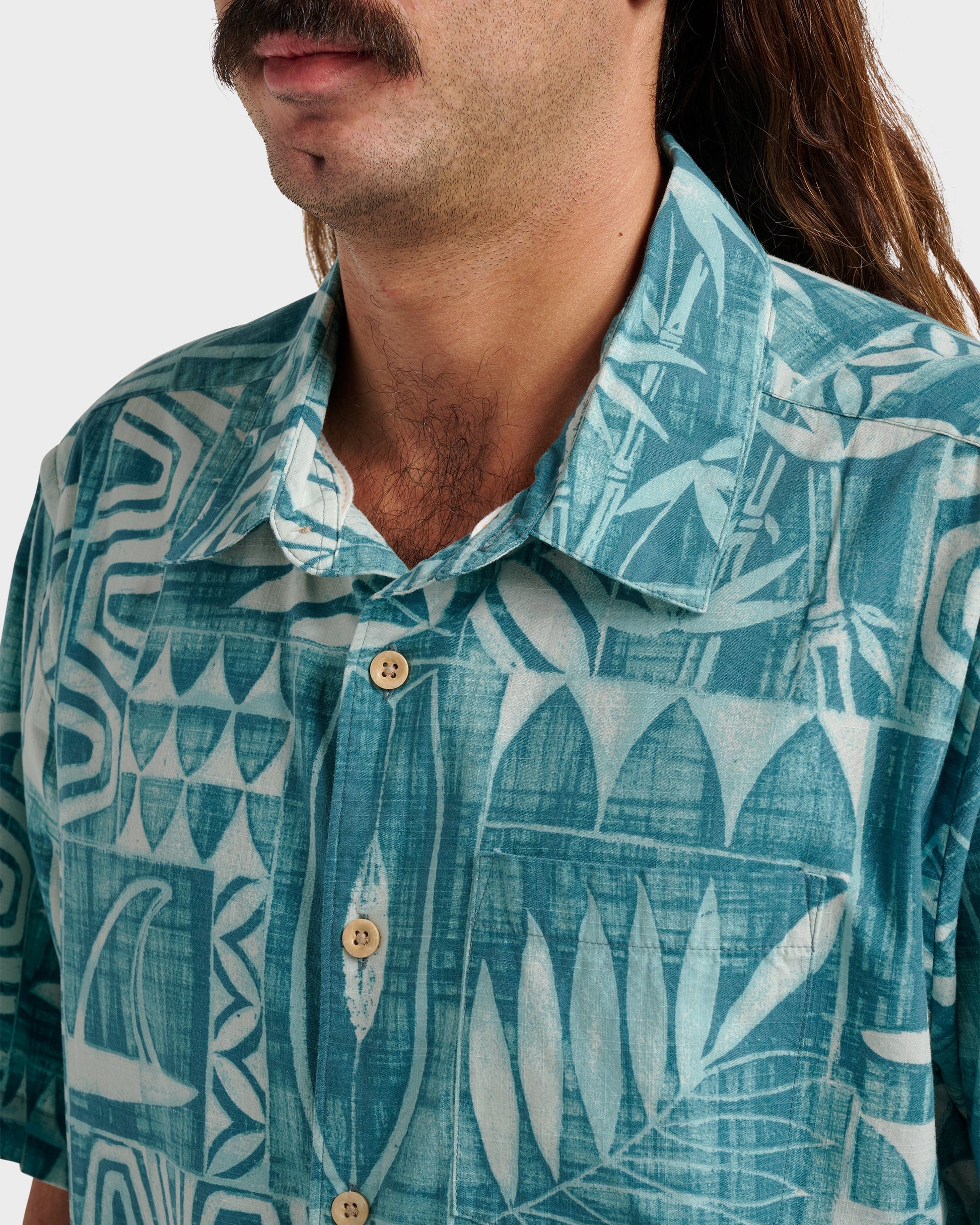 Waterman Talk Story Short Sleeve Shirt - Aqua Sea Aqua Sea Quick Silver