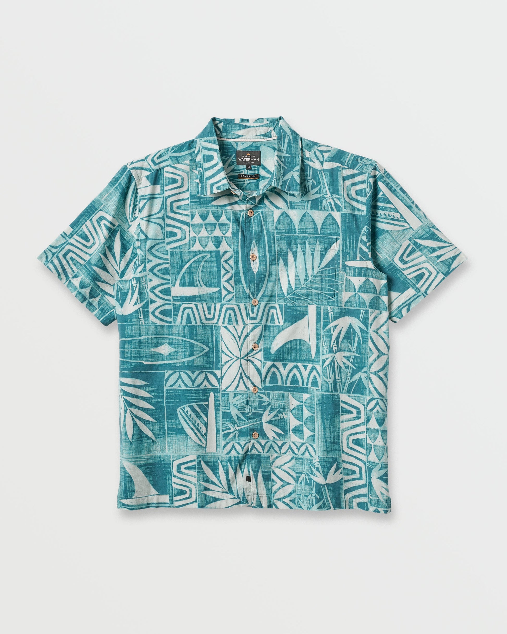 Waterman Talk Story Short Sleeve Shirt - Aqua Sea Aqua Sea Quick Silver