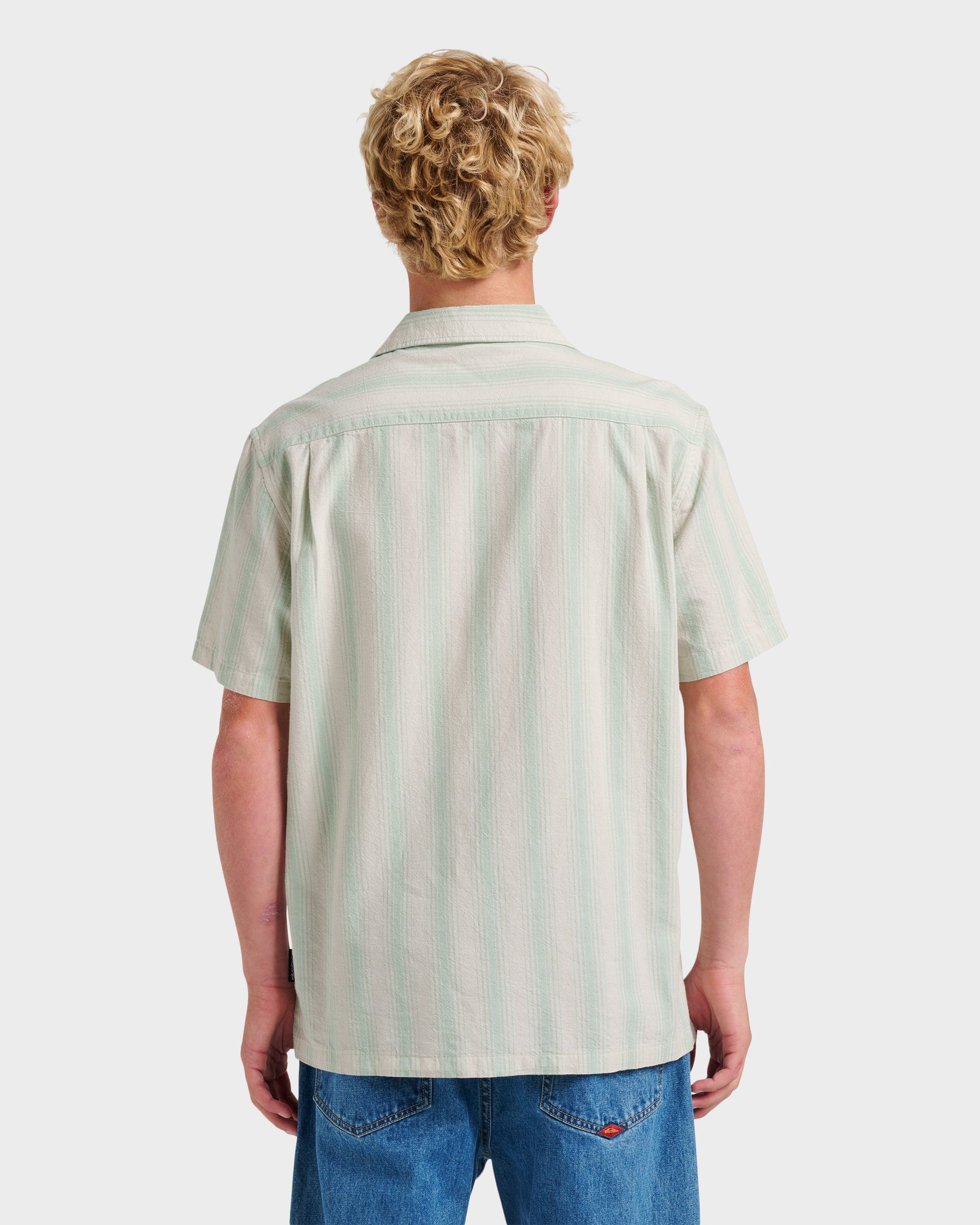 Oxford Stripe Casual Short Sleeve Shirt - Moonstruck Moonstruck Quick Silver