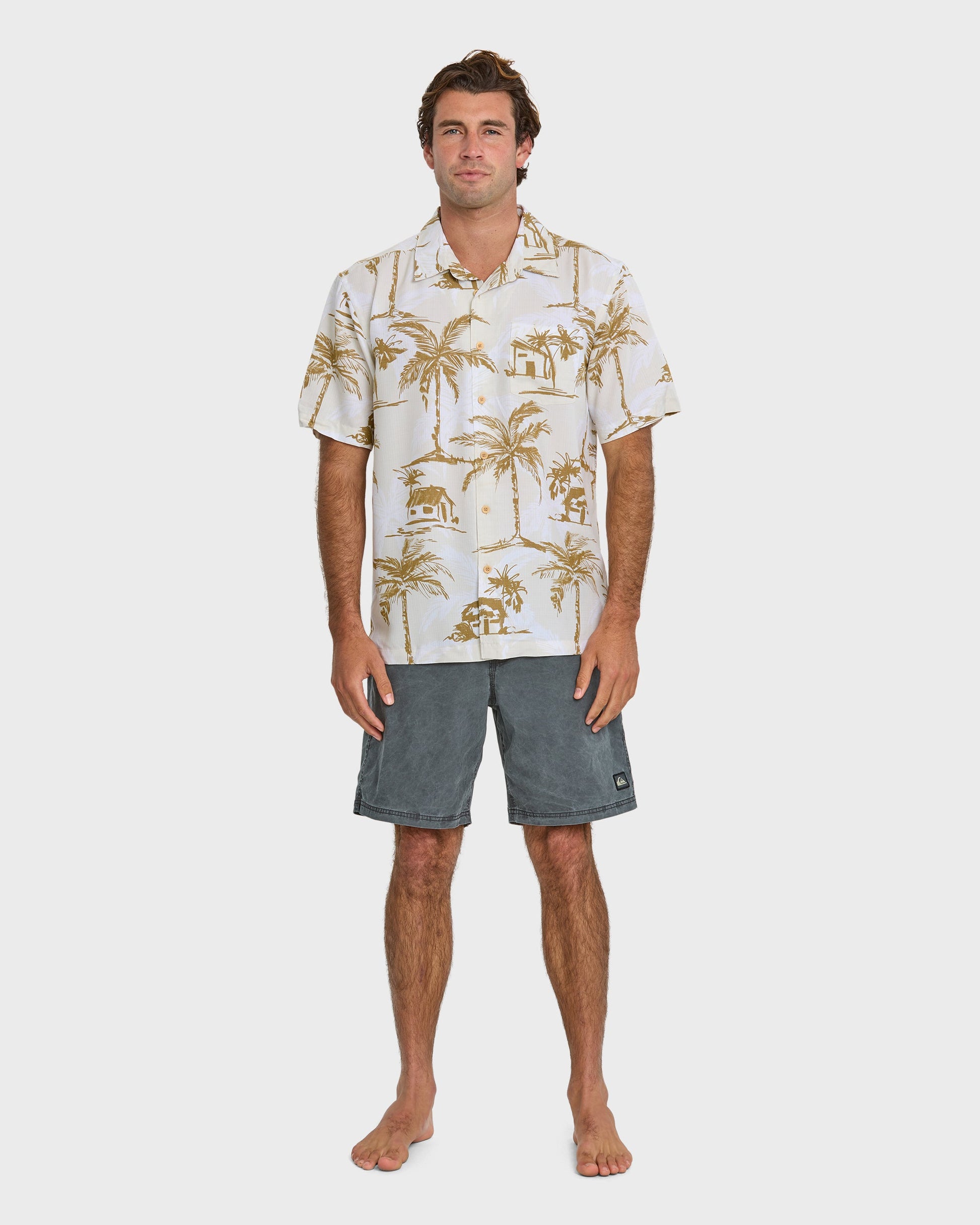 Waterman Off The Grid Shirt - Bone White Bone White Quick Silver