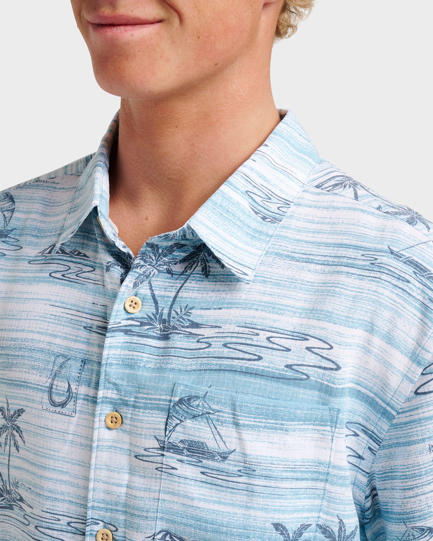 Waterman Island Daze Short Sleeve Shirt - Aqua Sea Aqua Sea Quick Silver
