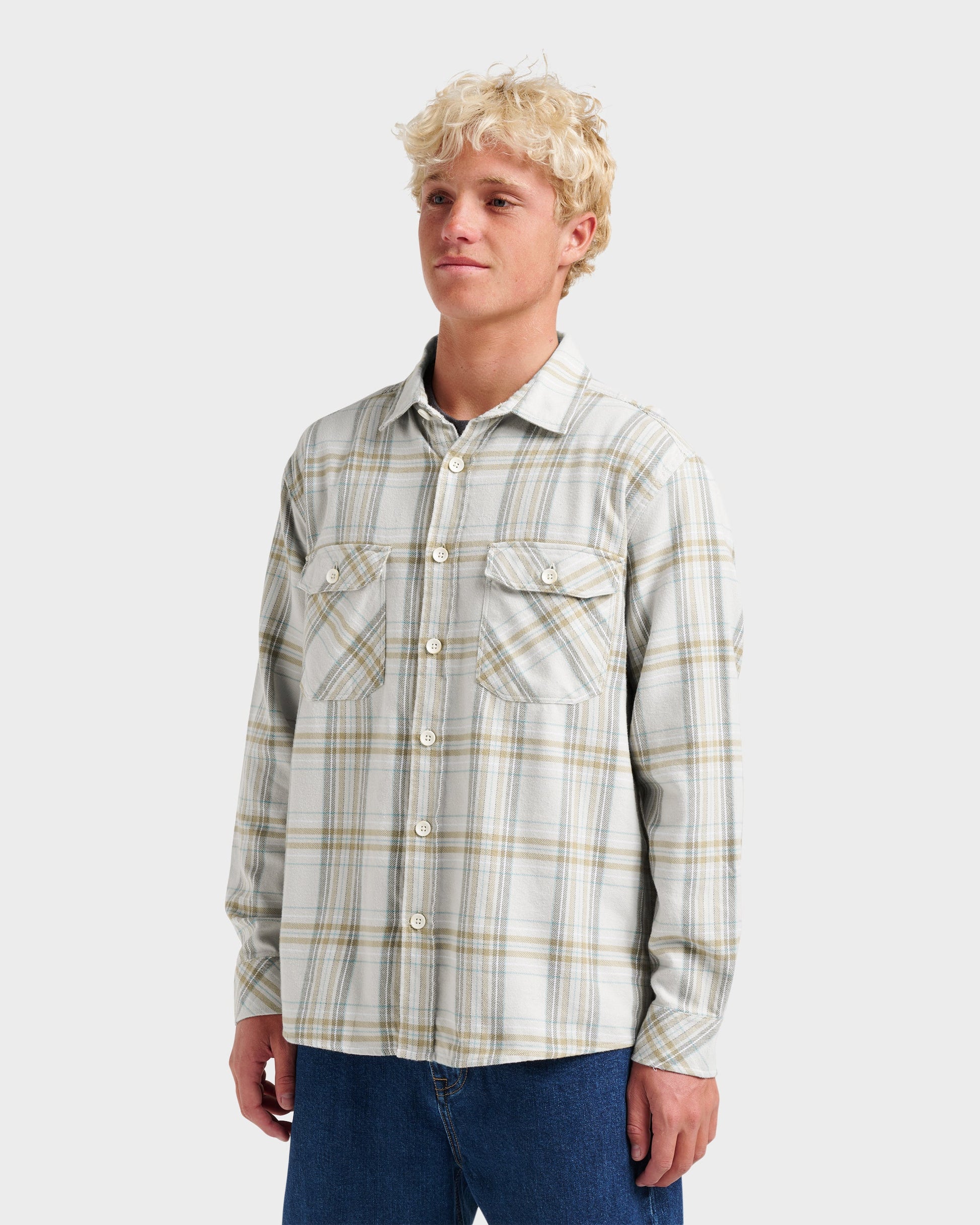 Waterman Bodie Flannel Shirt - Moonbeam Moonbeam Quick Silver