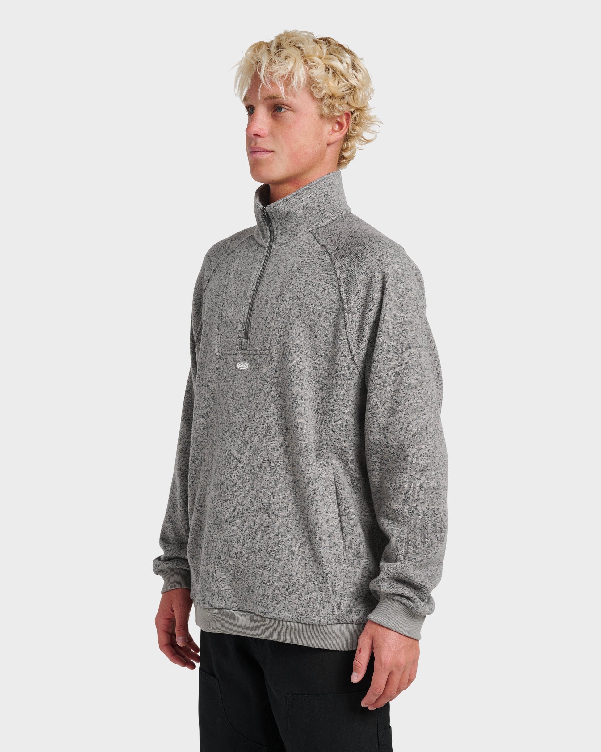 Keller Half Zip Mock Sweatshirt - Smoked Gray Heather Smoked Gray Heather Quick Silver