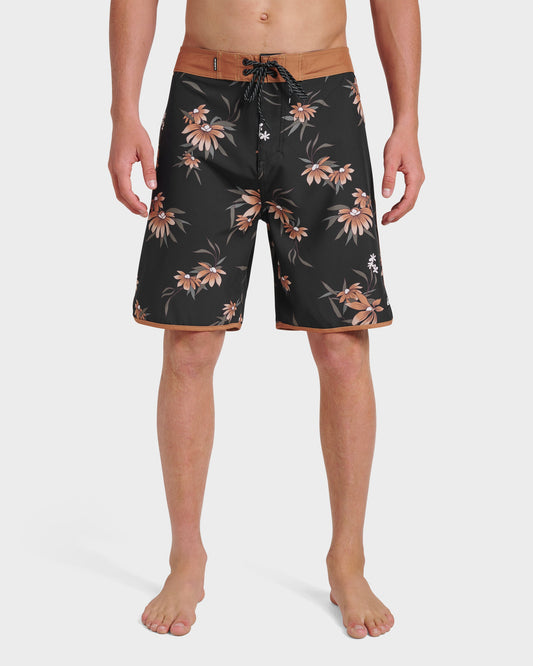 Surfsilk Costal Flora 19" Boardshorts - Black Black Quick Silver