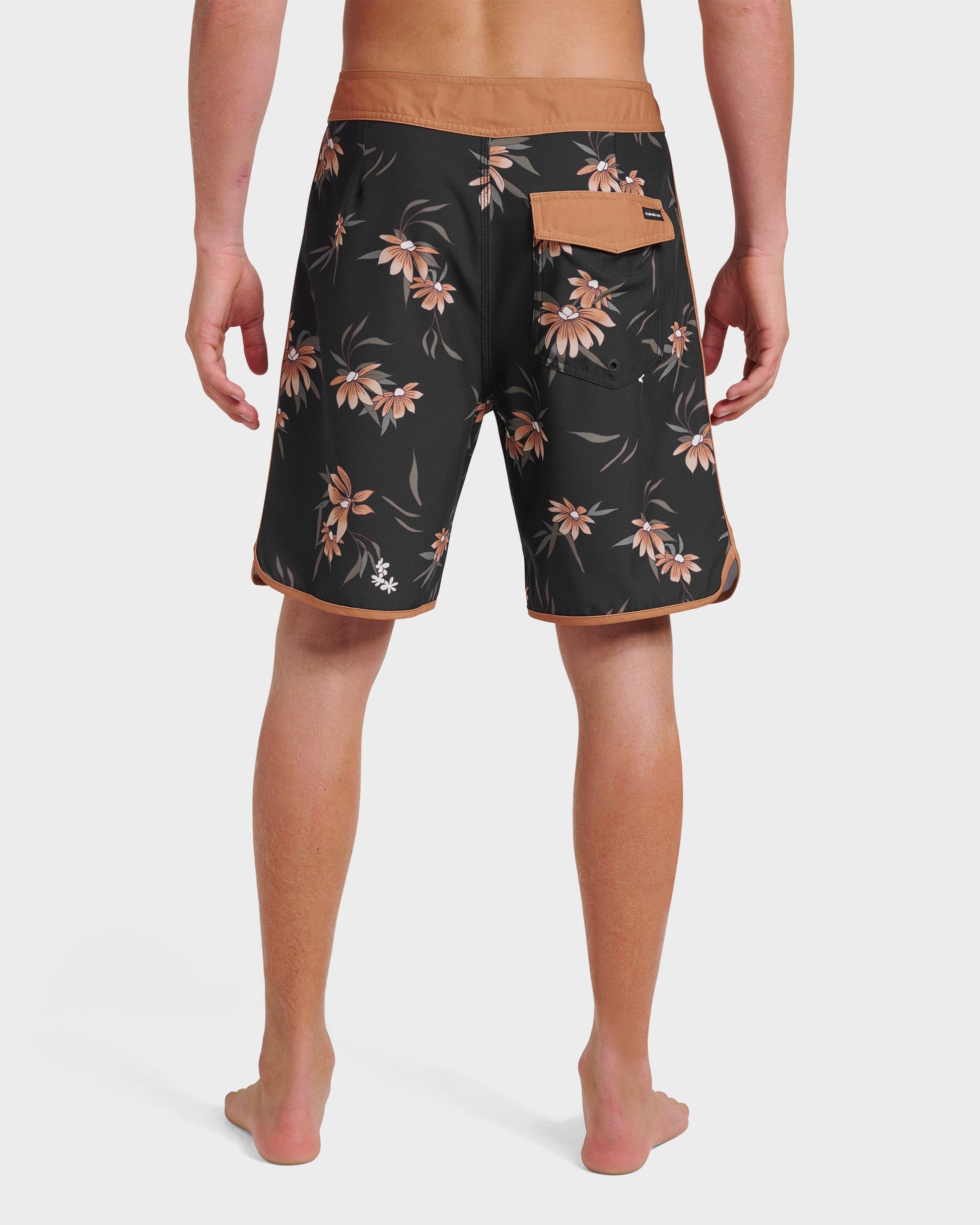 Surfsilk Costal Flora 19" Boardshorts - Black Black Quick Silver