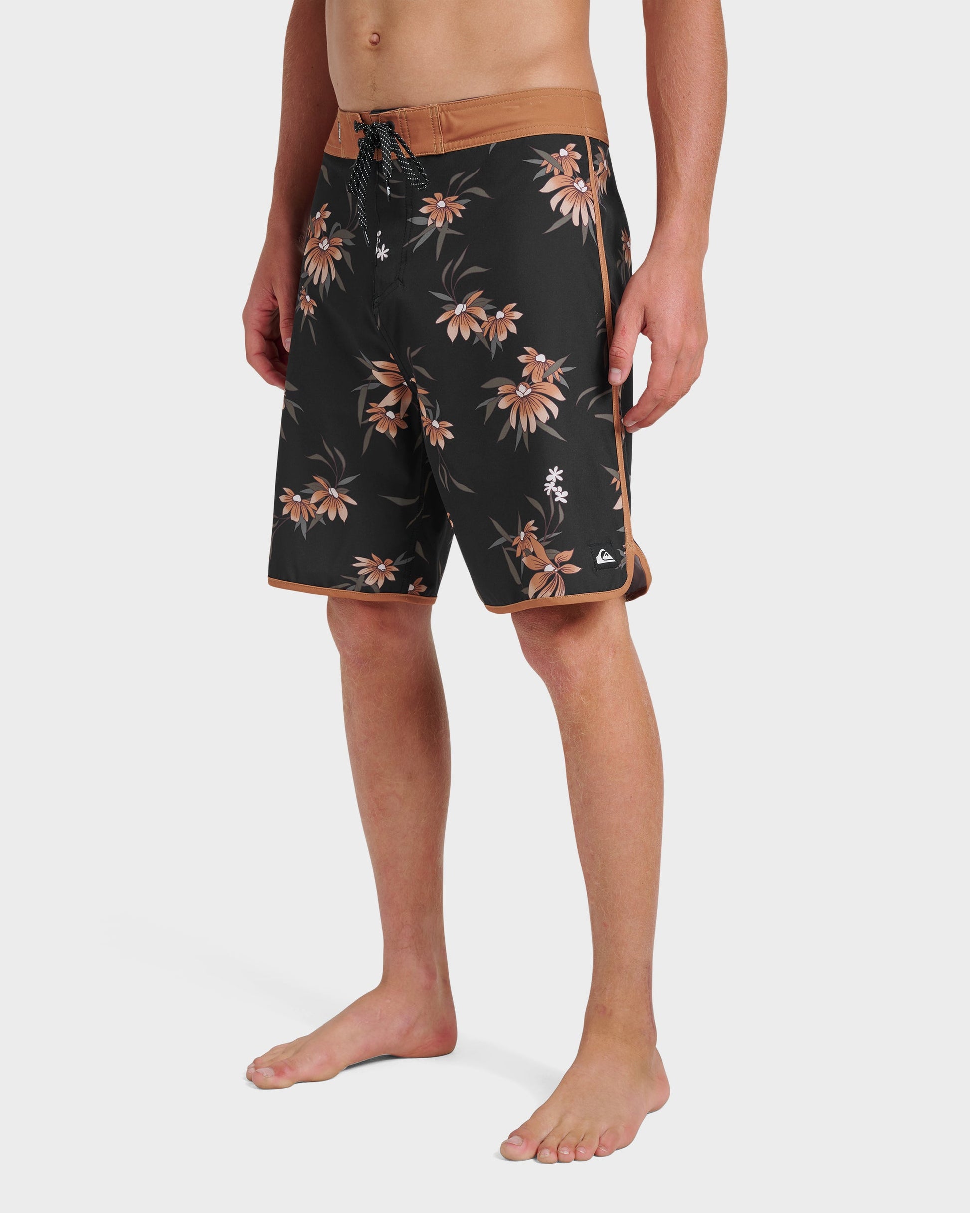 Surfsilk Costal Flora 19" Boardshorts - Black Black Quick Silver