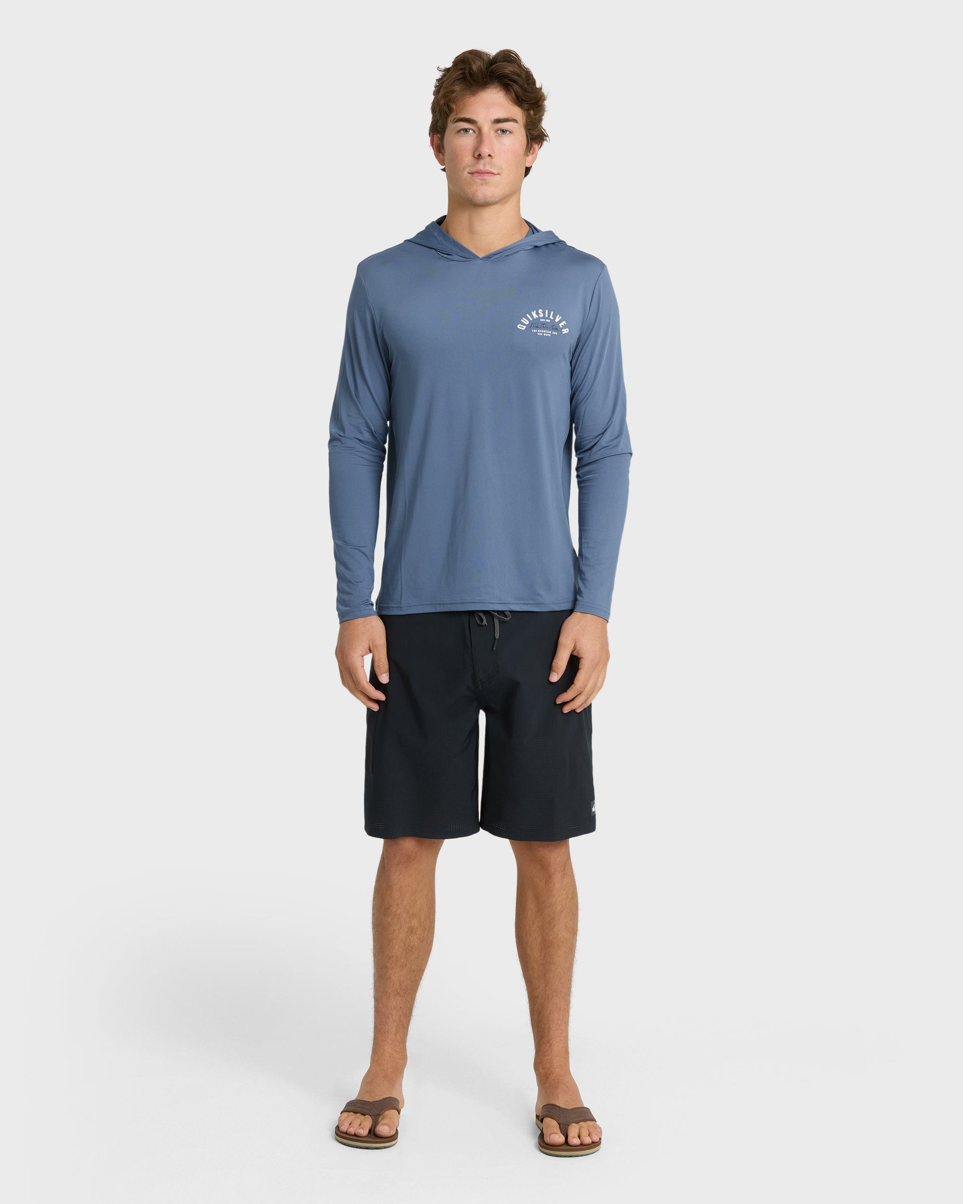 Lookup Long Sleeve Sun Hooded Rashguard - Seaport Seaport Quick Silver