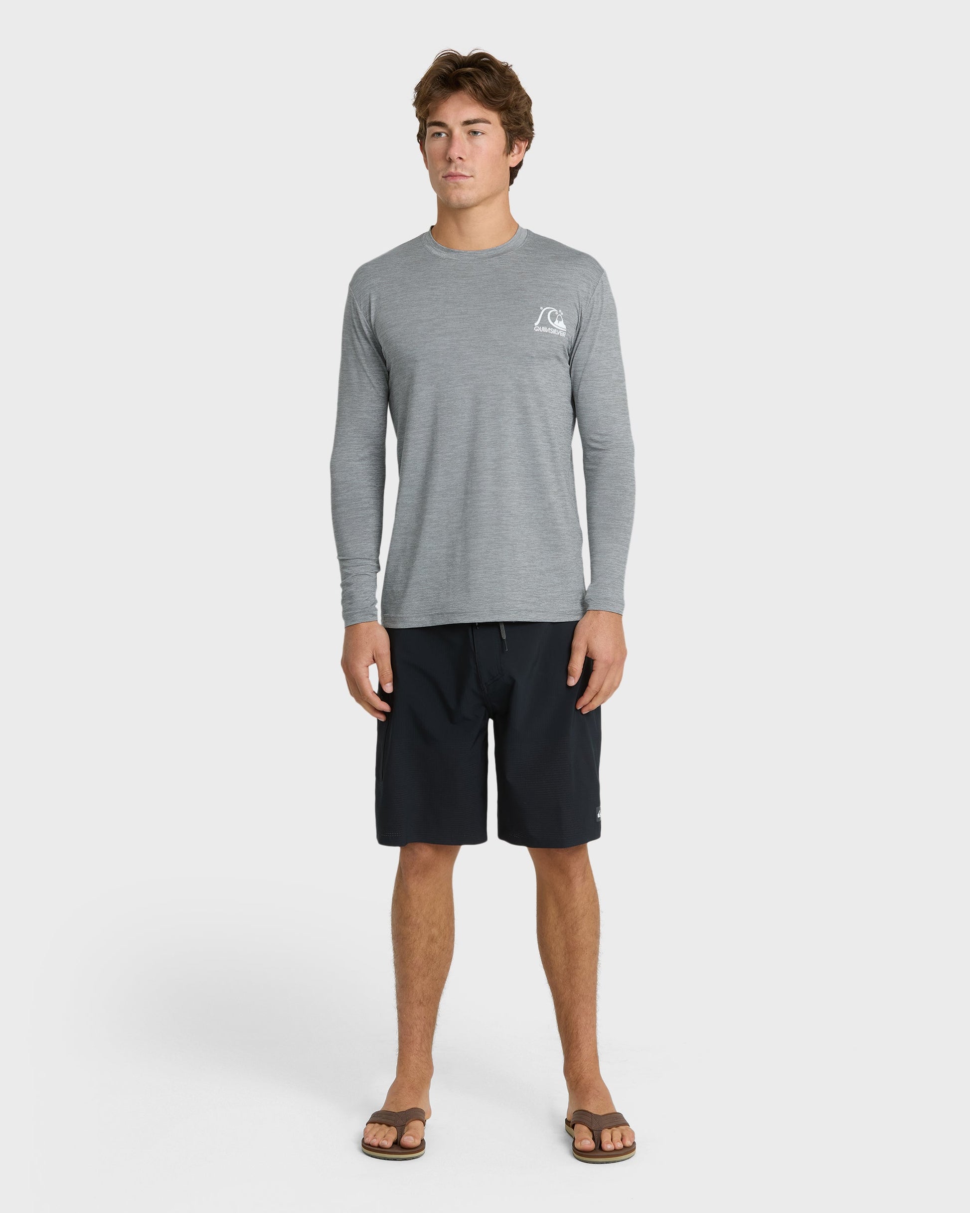 DNA Logo Surf Long Sleeve Surf Tee - Smoked Gray Heather Smoked Gray Heather Quick Silver