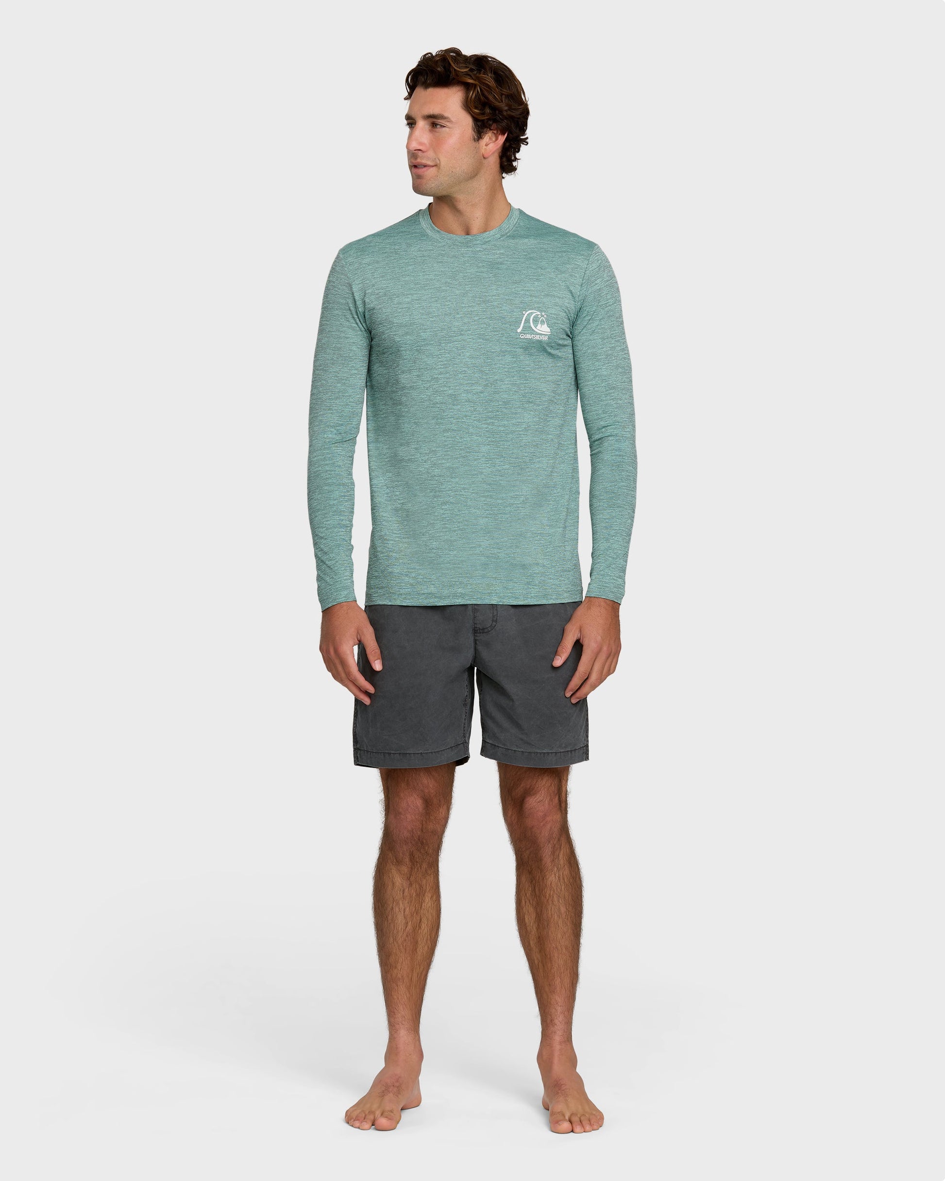 DNA Logo Surf Long Sleeve Surf Tee - Jade Heather Jade Heather Quick Silver