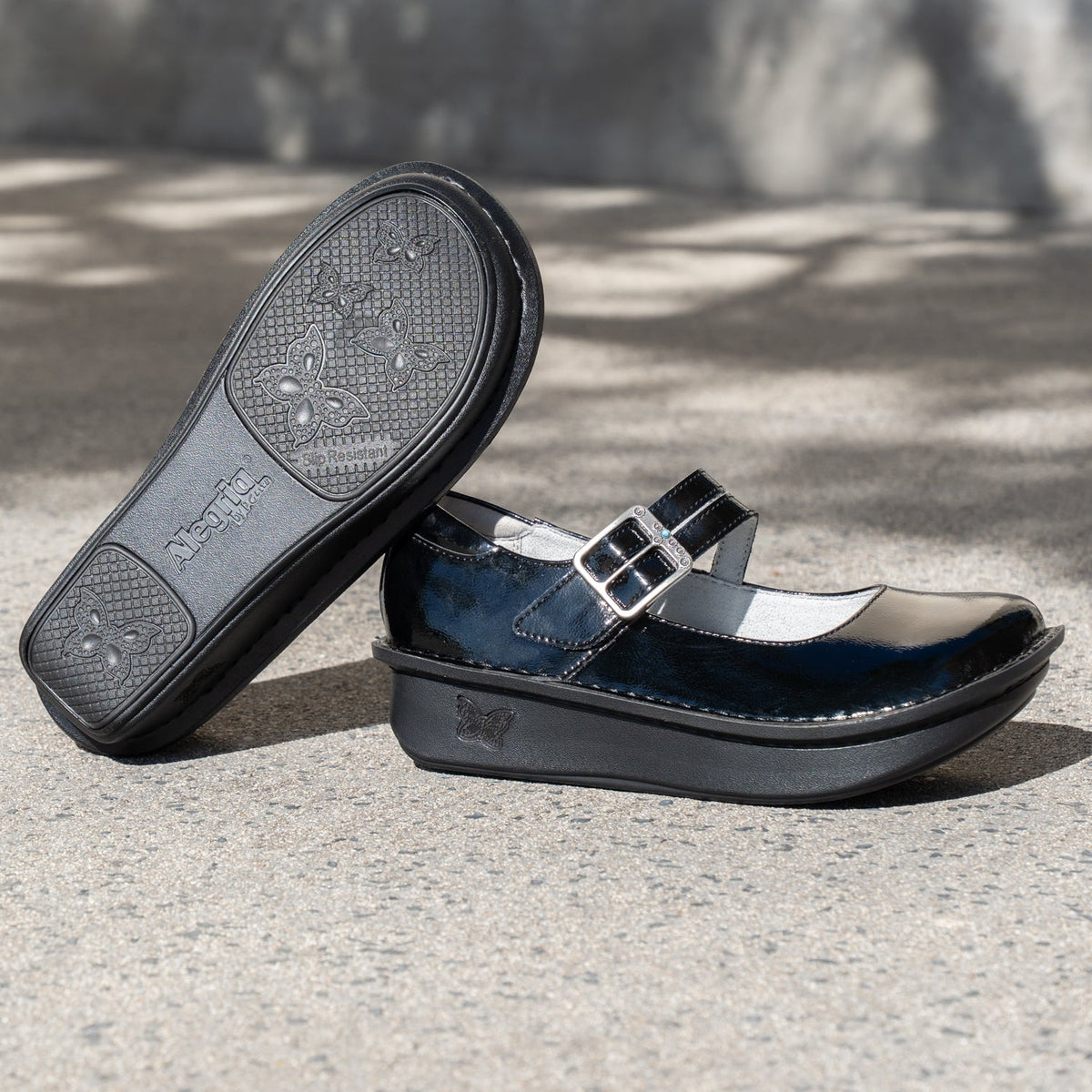 Alegria Paloma Black Crinkle Mary Jane
