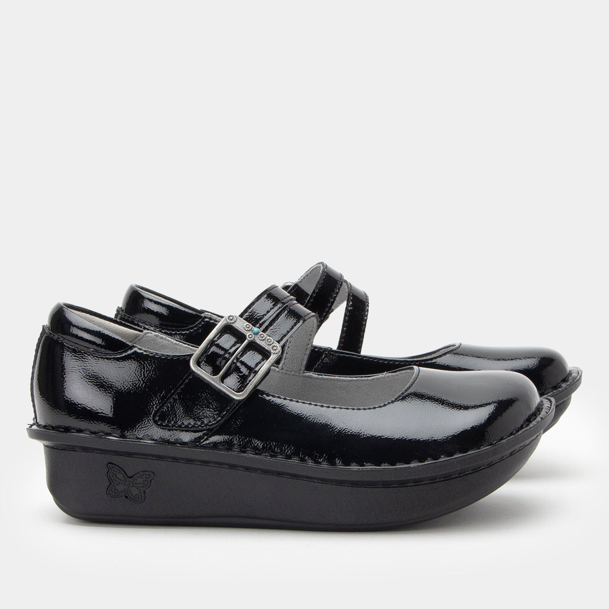 Alegria Paloma Black Crinkle Mary Jane