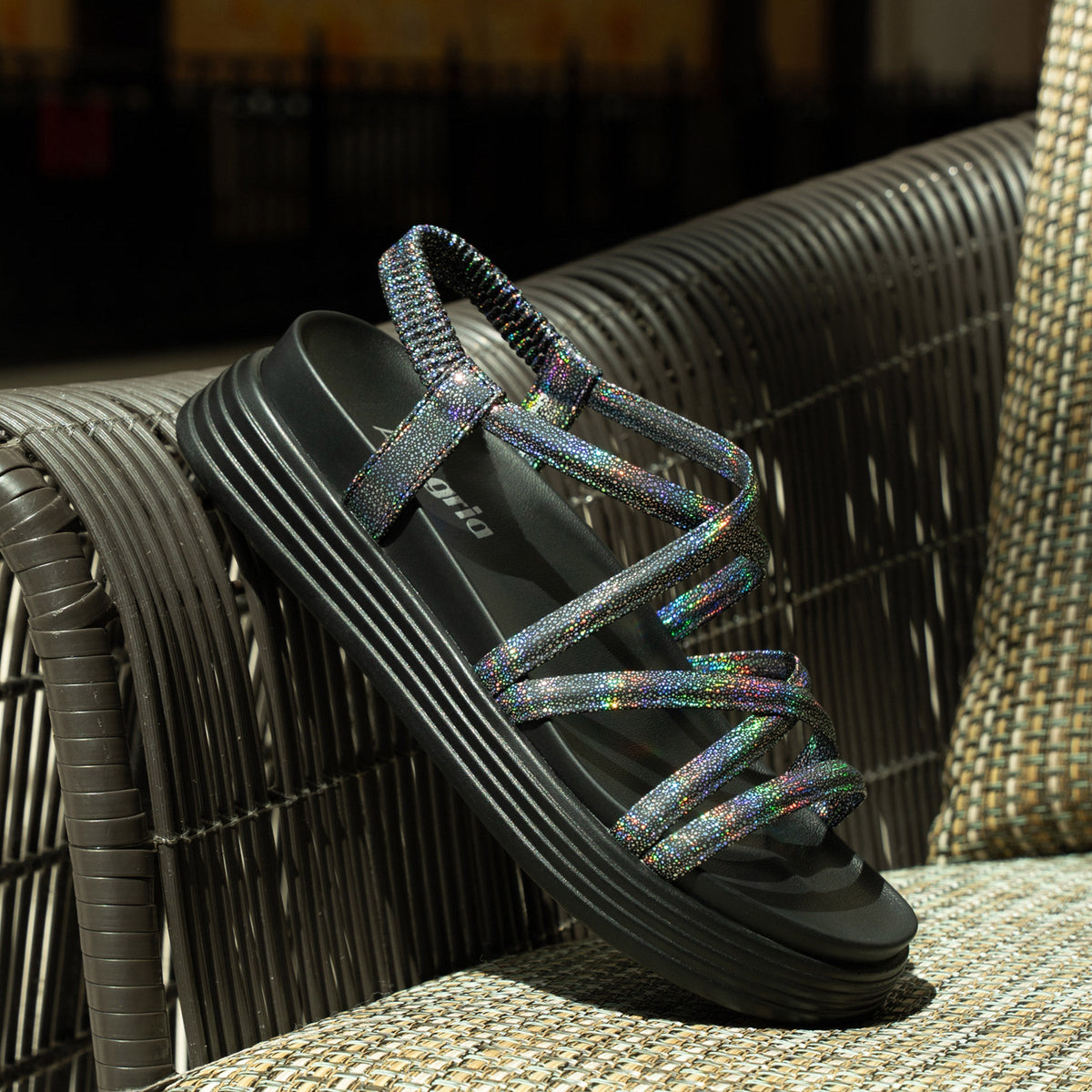 Alegria Audie Phosphorescence Black Sandal